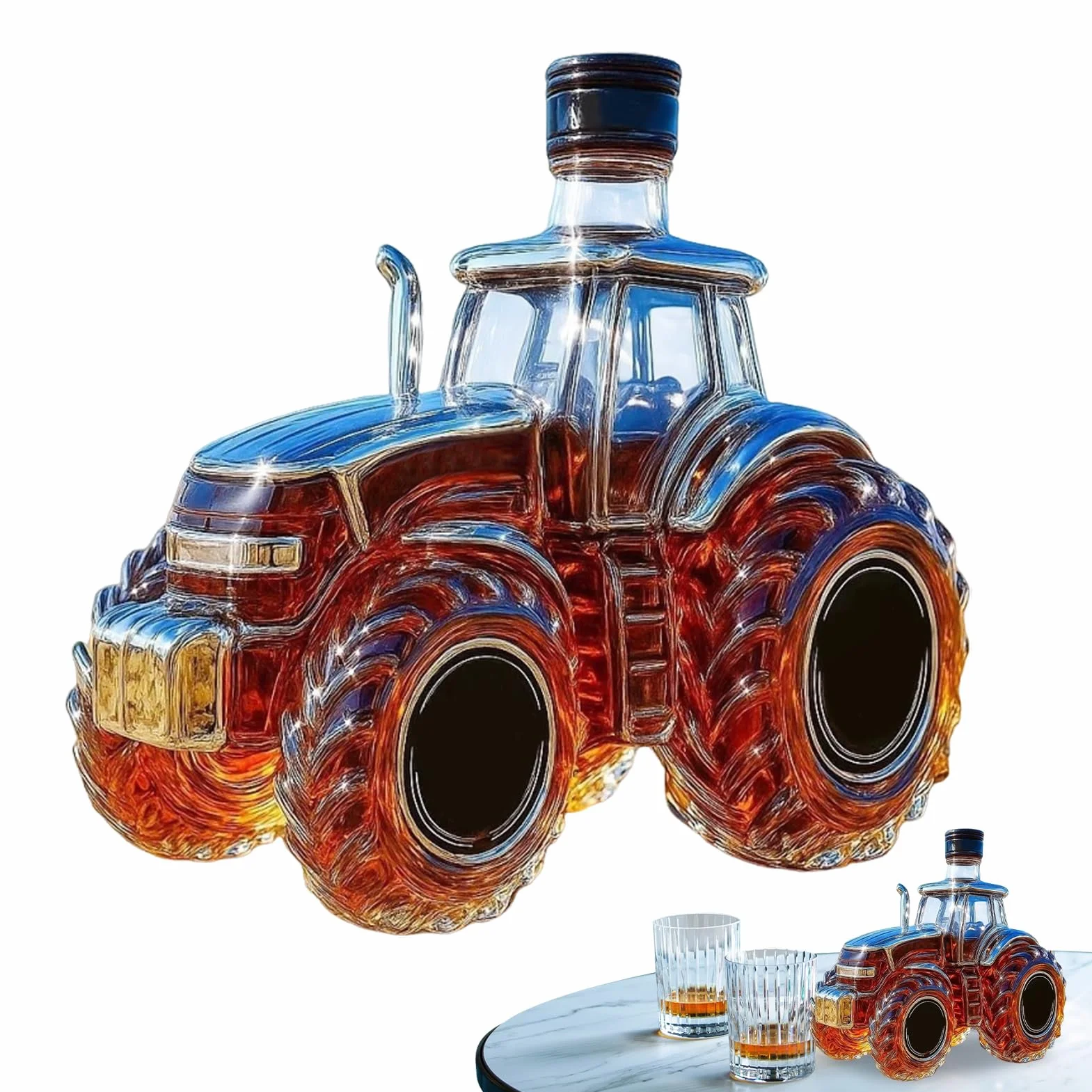Butelki na alkohol | 300 ml dozownik alkoholu w kształcie traktora - dozownik do butelek wódki whisky, do napojów brandy burbon, rodzinne spotkanie, przyjęcie, Boże Narodzenie, wesela