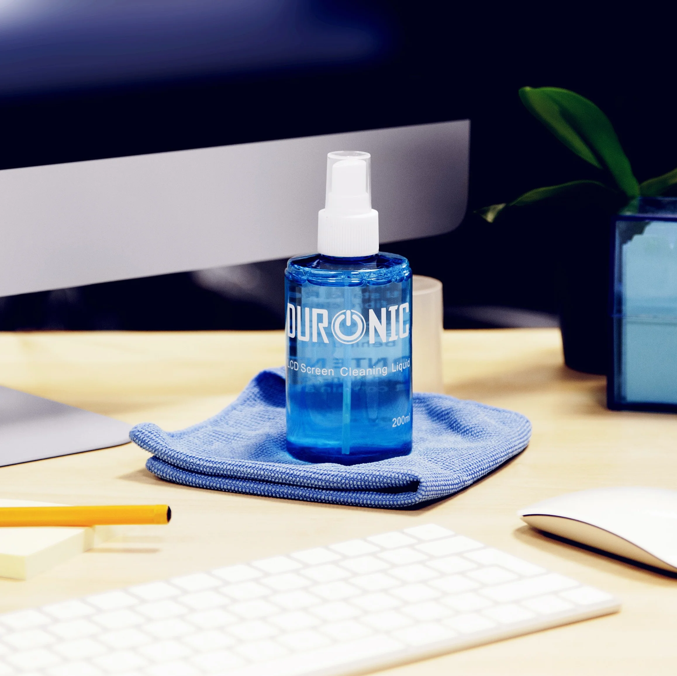 Duronic SCK102 Spray do czyszczenia ekranu ze ściereczką z mikrofibry 2 x 200 ml | Środek w sprayu do wyświetlacza laptopa telefonu telewizora i tabletu | płyn z atomizerem | monitor bez smug