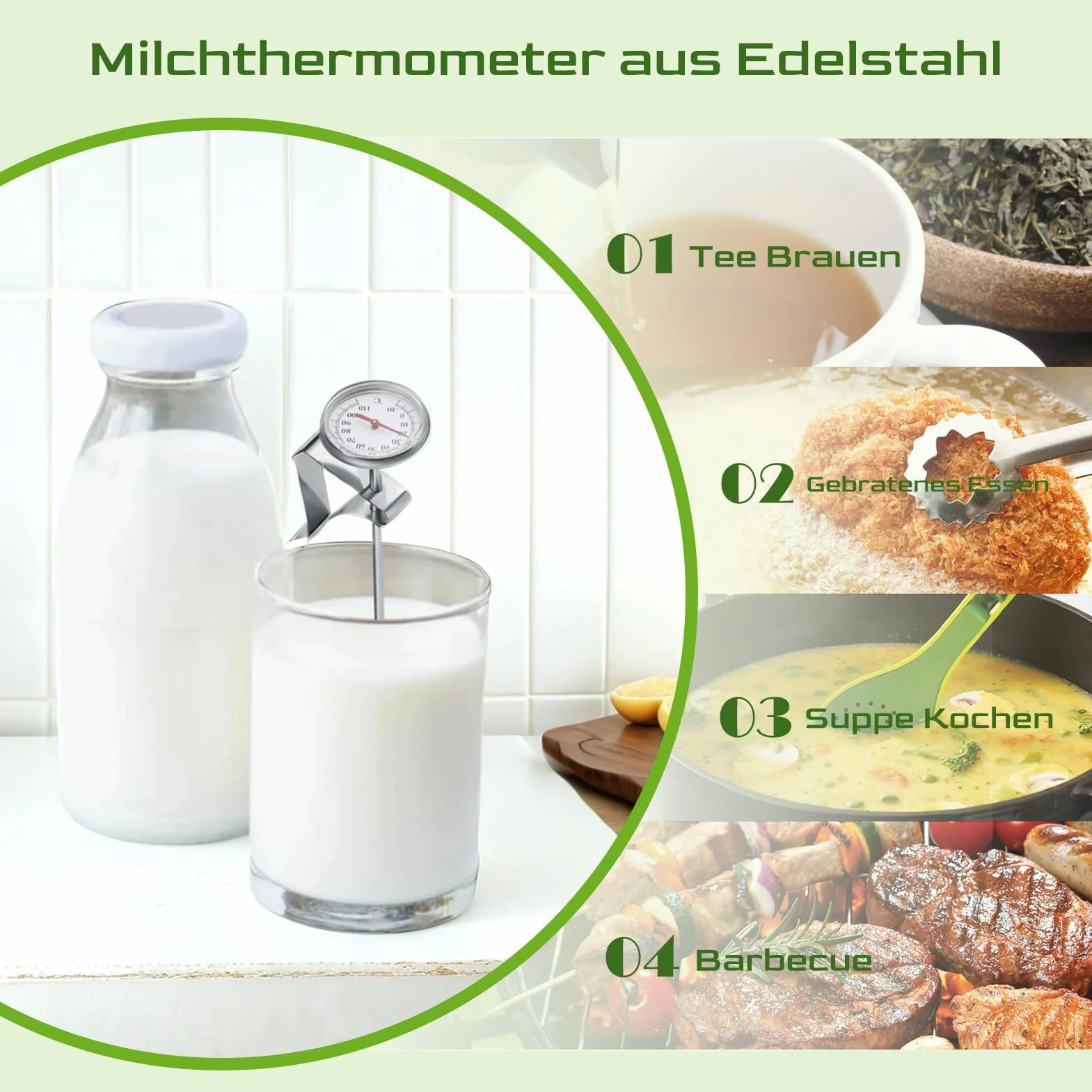 Termometr do mleka 1,2 cala ze stali nierdzewnej -10~110℃ z klipsem