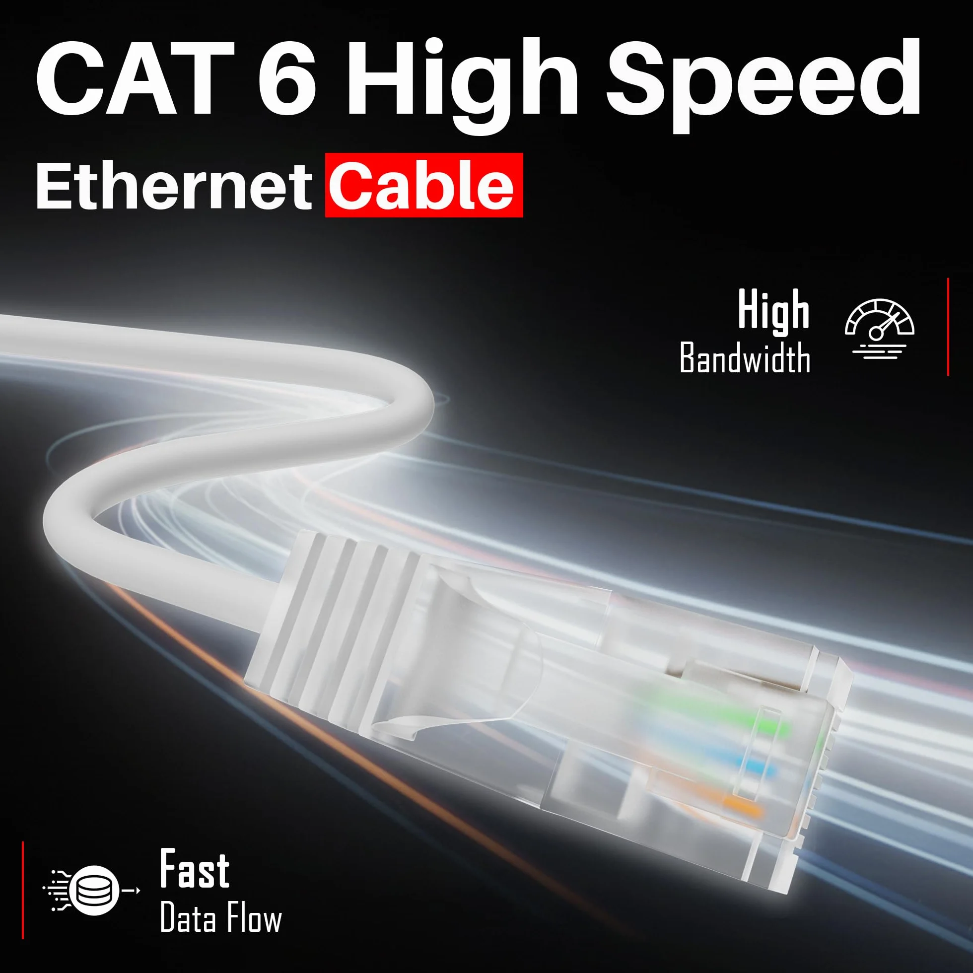 Ultra cienki/cienki OD:2,8 mm CAT 6 kabel Ethernet (6 szt.), 0,15 m, elastyczny kabel sieciowy UTP 1,0 Gbit/s, RJ45 biały kabel LAN, do sieci domowych, modemów, routerów, skrzynek