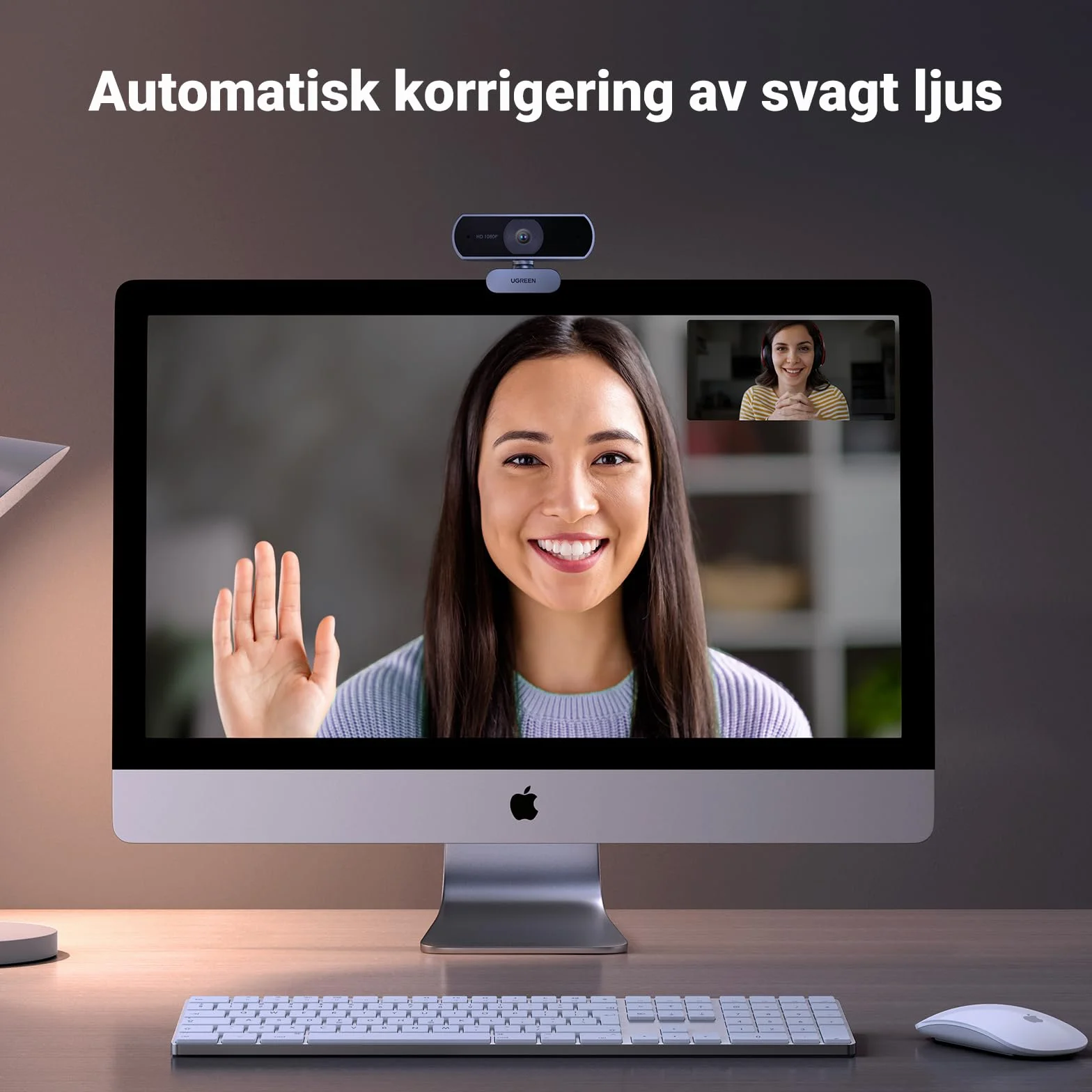 UGREEN USB Kamera internetowa Full HD 1080P/30fps do komputera, kamera internetowa z mikrofonem, czysty dźwięk stereo, automatyczna korekcja światła