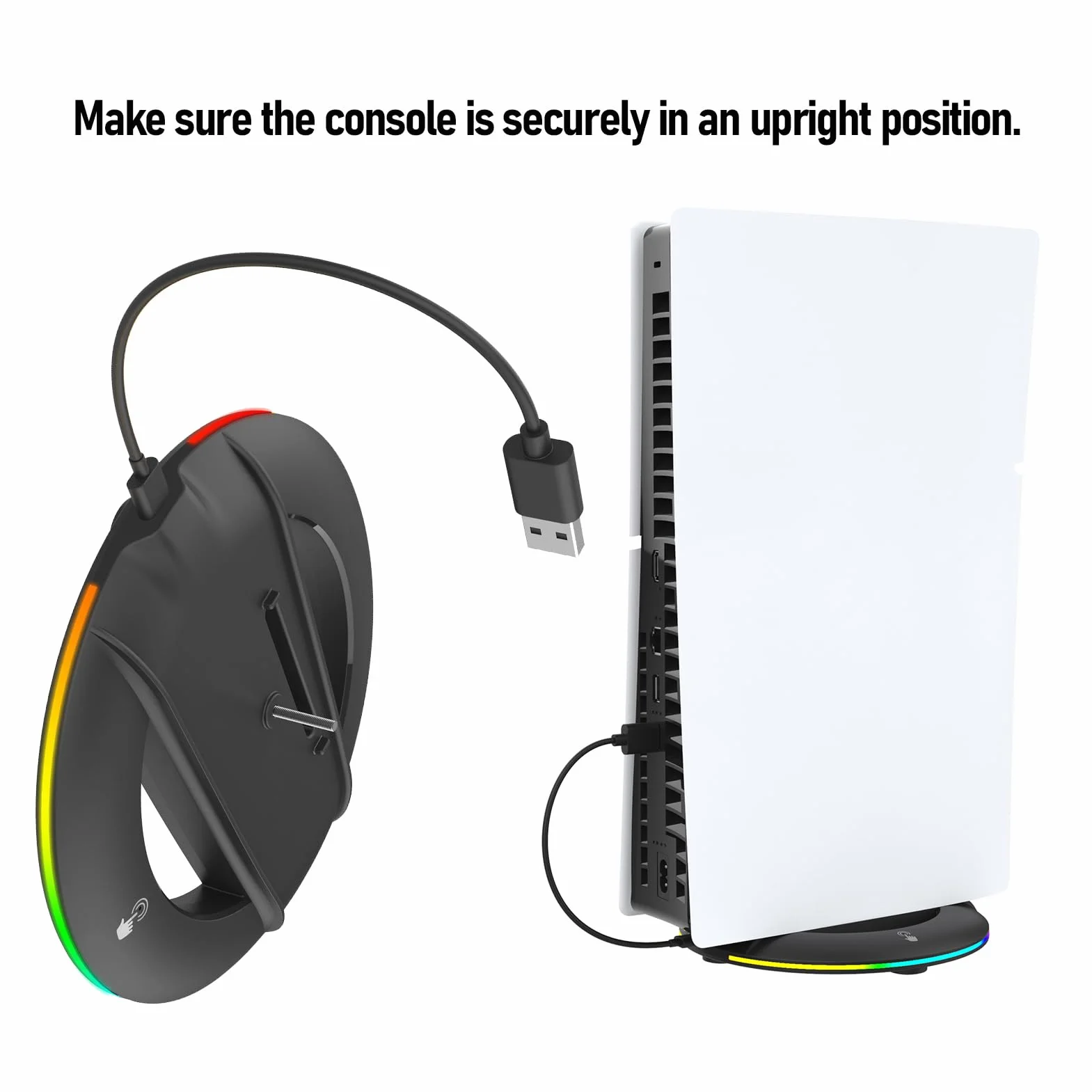 Annadue Pionowe Stoisko dla PS 5 Pro/Slim, Console Gaming Cooling Station Pionowe Uchwyt RGB Akcesorium Podstawowe ze śrubami, Kompatybilne z PS 5 Pro/Slim Edition/Edition Digital