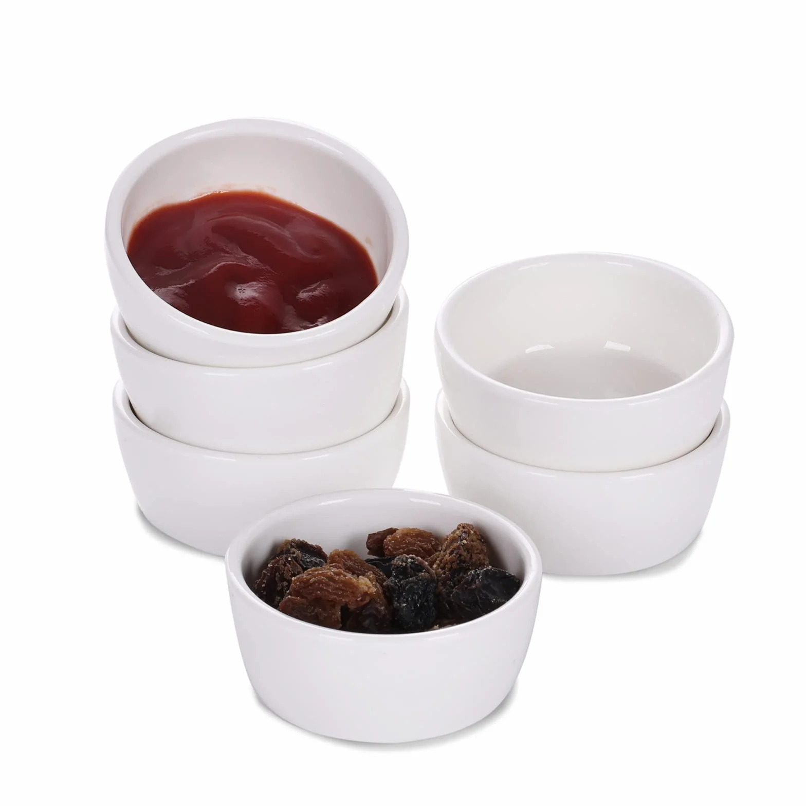 Mini porcelanowe Ramekins 42,5 g zestaw 6 sztuk, małe ceramiczne naczynie do sufletu, 45 ml, białe