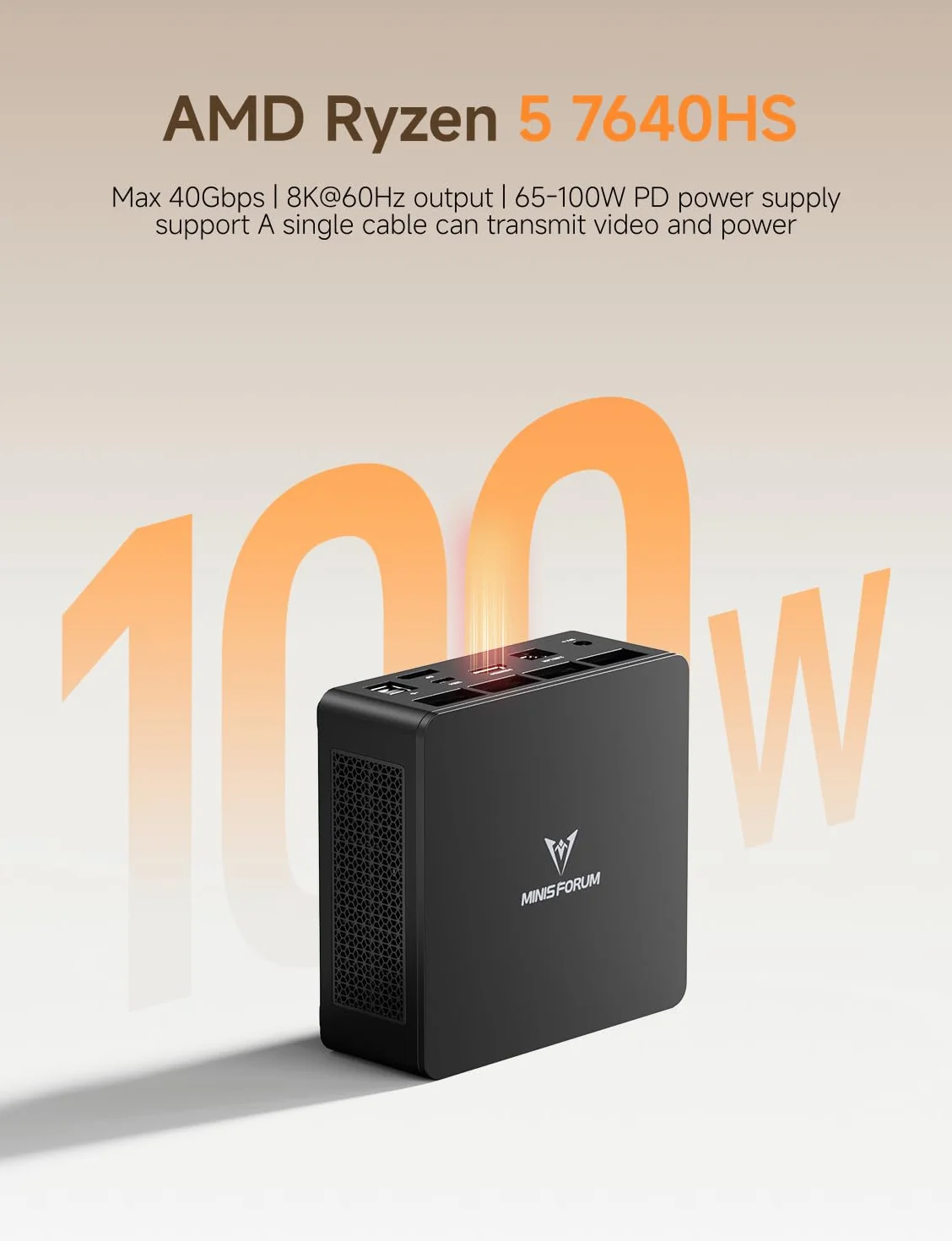 MINISFORUM UM760 Slim Mini PC, procesor AMD Ryzen 5 7640HS (6 rdzeni/12 wątków, do 5,0 GHz), 16 GB pamięci RAM DDR5 i dysk SSD PCIe 4.0 o pojemności 1 TB, 8K@60Hz HDMI 2.1/ USB4, WIFI6E/BT5.2