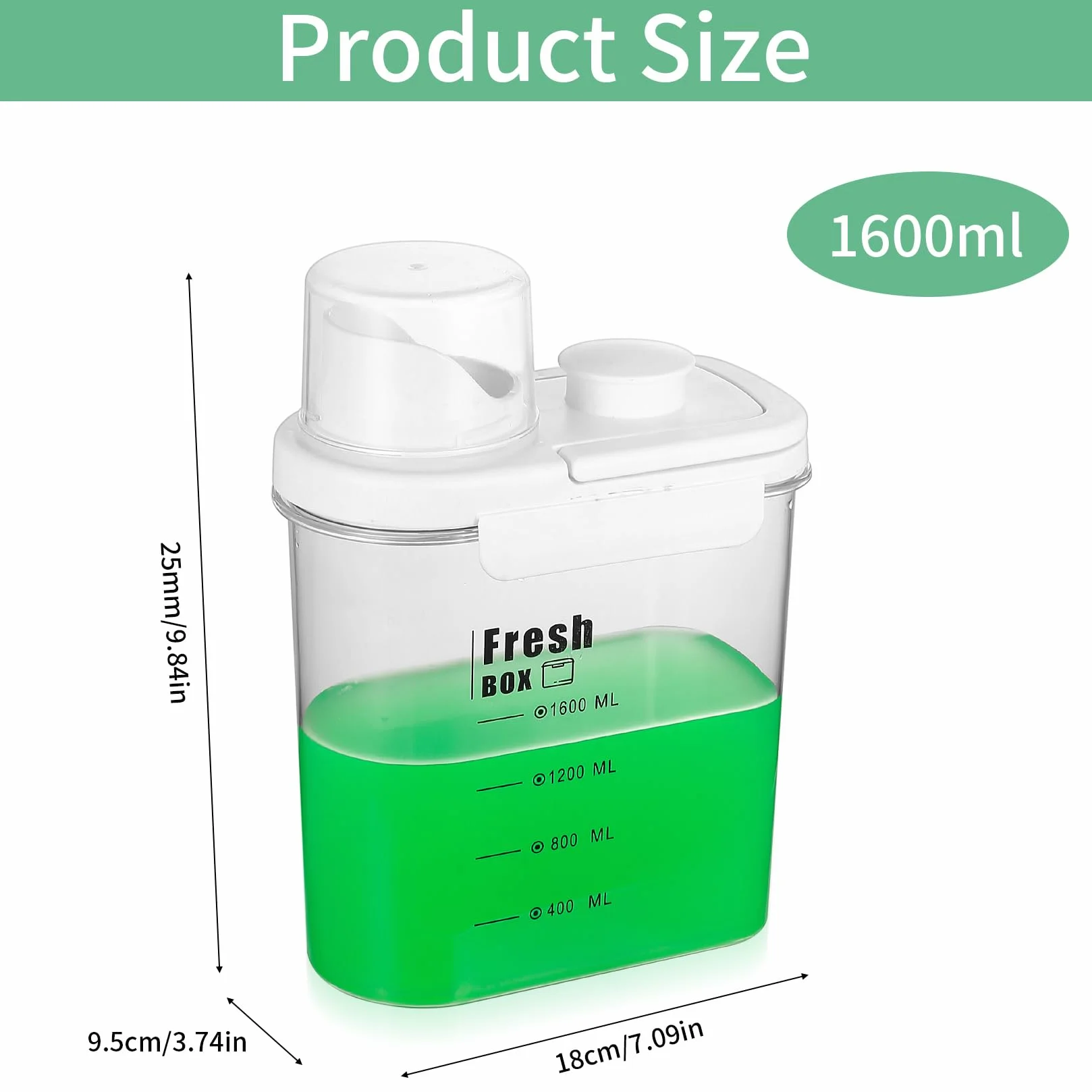 Pojemnik na detergent 1600 ml hermetyczny dozownik z miarką