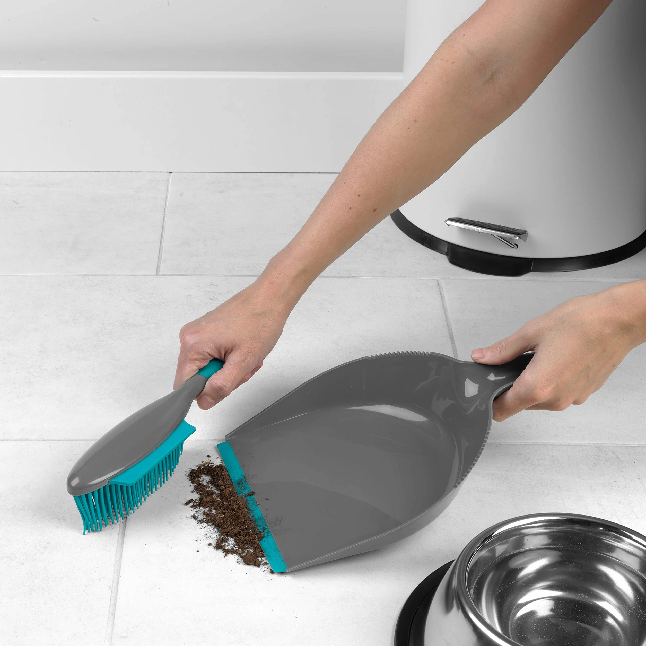 Beldray® LA069351EU Pet Plus+ Szufelka z gumowa zmiotka | kompaktowa konstrukcja | szaro-turkusowa