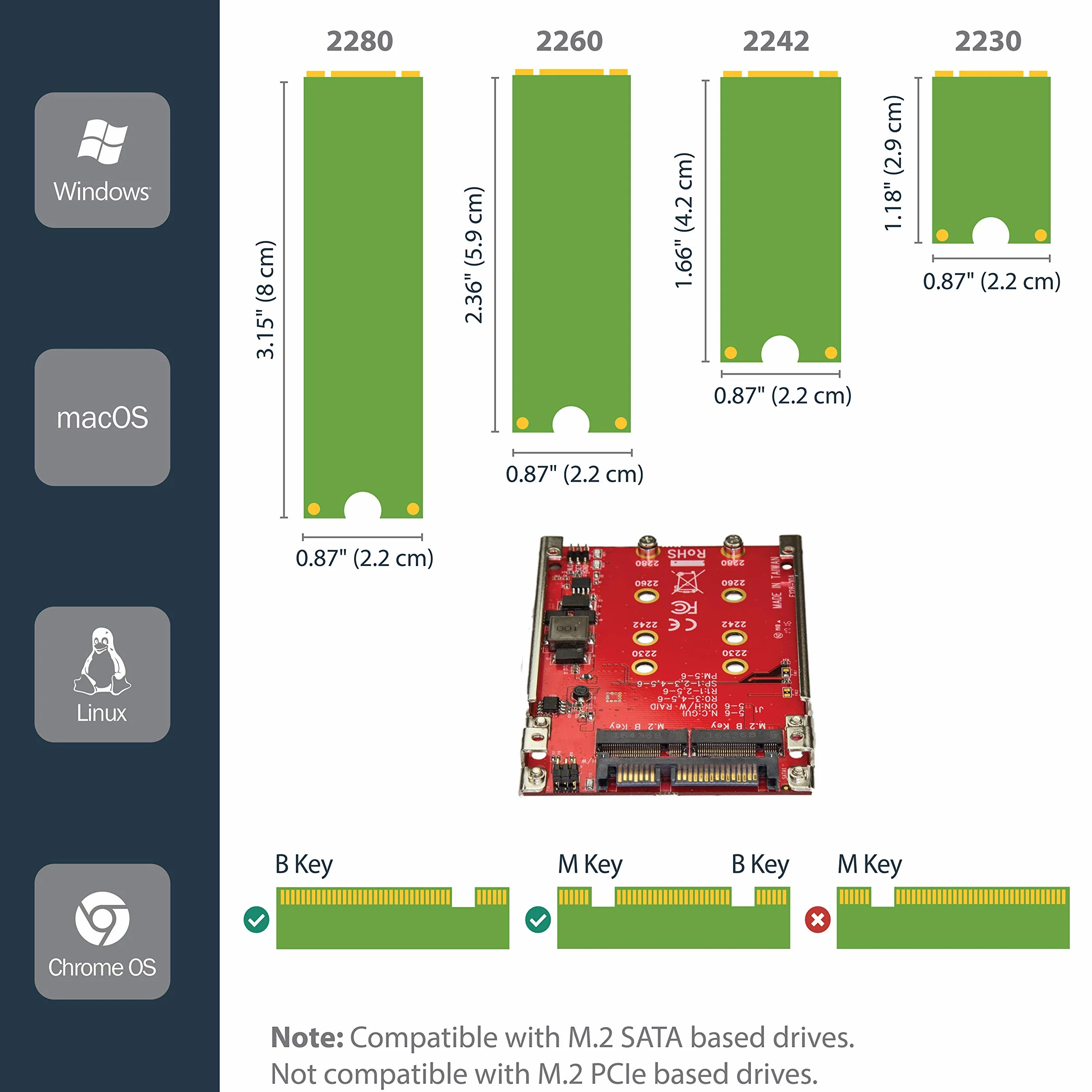 StarTech.com Dual-Slot M.2 Drive to SATA, adapter dyskowy 6.3 cm (2,5") RAID