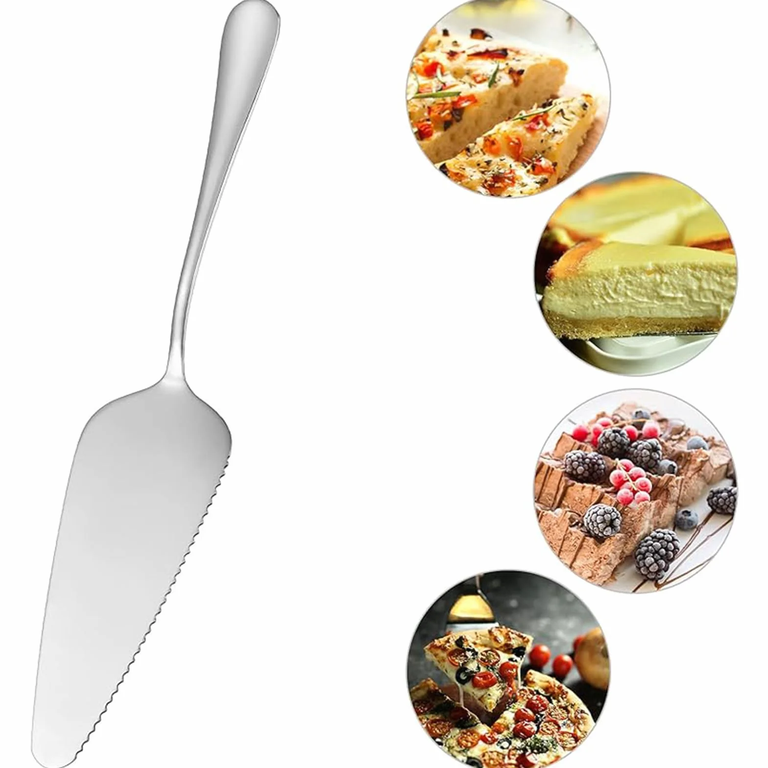 Łopatka do tortów, łopatka do ciasta, 2 sztuki, stal nierdzewna, zestaw łopatek do ciasta z ząbkowanym nożem i łopatką do tortów, idealna do kuchni, restauracji i imprez