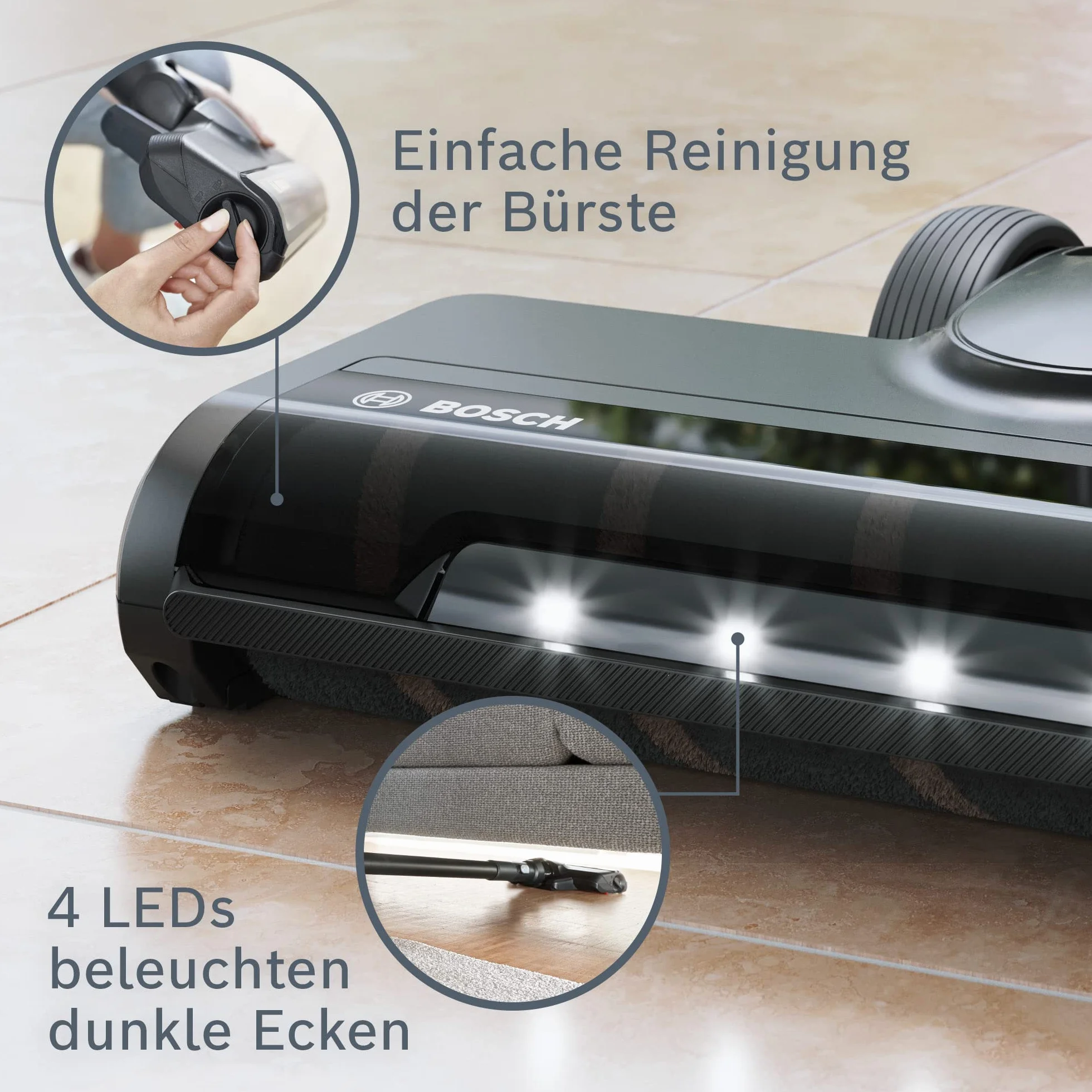 Bosch BHZUHFN szczotka do twardych podłóg z oświetleniem LED do odkurzaczy akumulatorowych Unlimited 6, 7 i 8