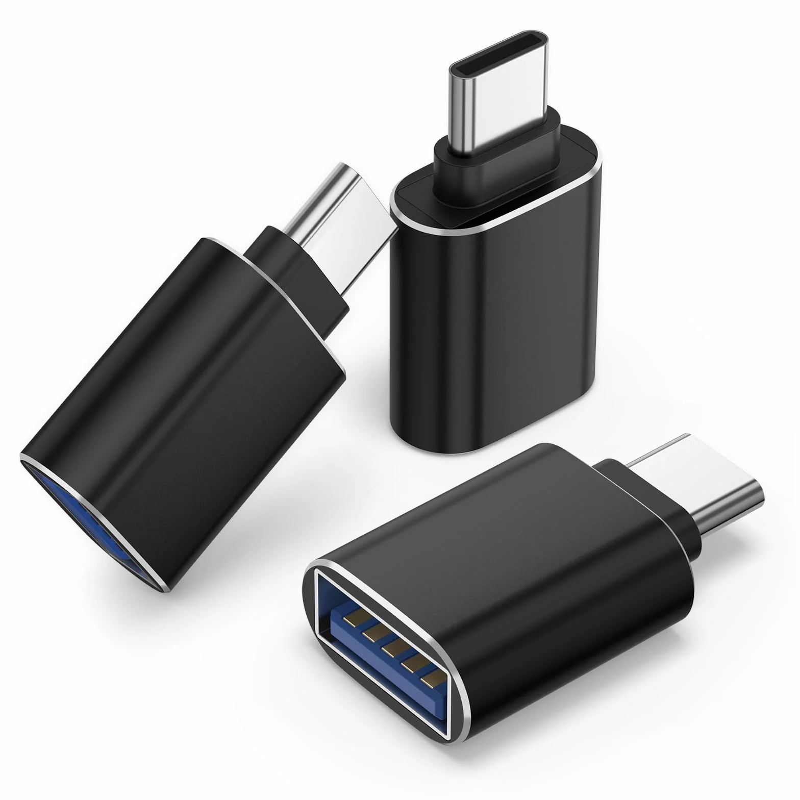 Oumida 【3 sztuki】 adapter USB C na USB 3.0 żeński do telefonu OTG Adapter Thunderbolt 4/3 na USB kompatybilny z iPhone 16 15 Seria MacBook Pro M4 Mac mini Galaxy S24 A55 (Czarny)