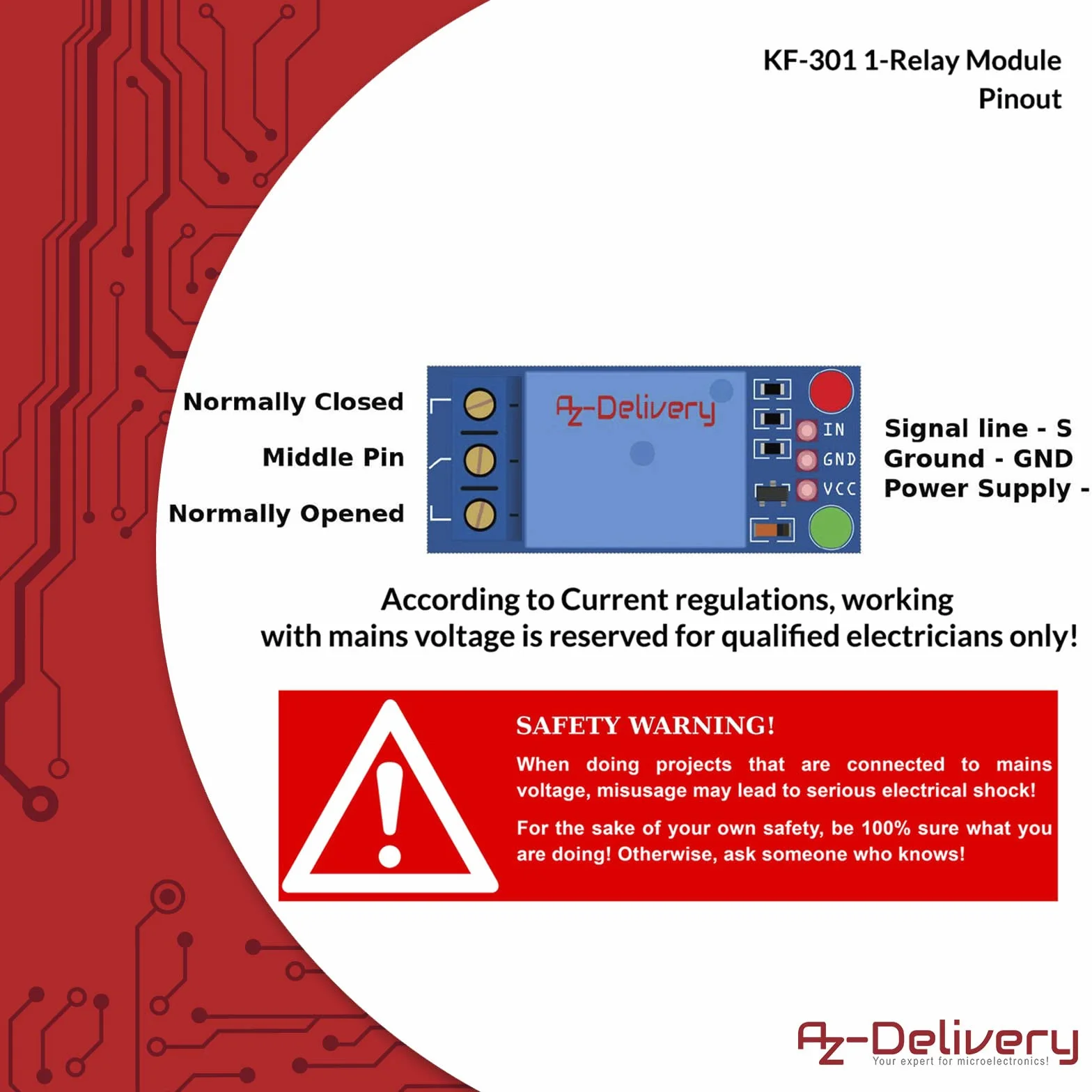 AZDelivery 1-przekaźnik 5V KF-301 moduł wyzwalacza niskopoziomowego kompatybilny z Arduino i Raspberry Pi wraz z e-bookiem!