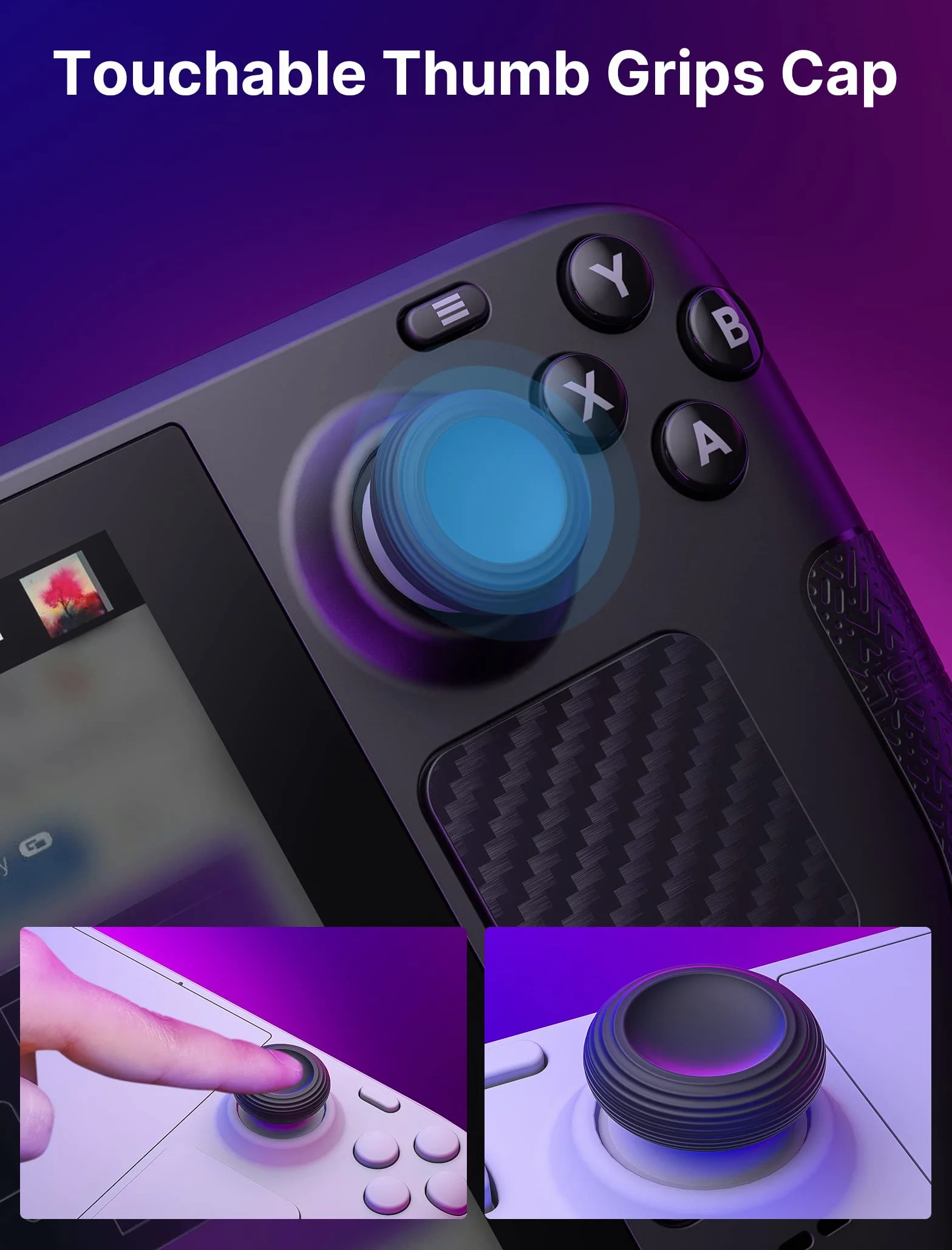 JSAUX Zestaw naklejek skórnych dla Steam Deck/OLED, antypoślizgowe, osłona touchpada, nakładki na kciuk, ochraniacze na dotyk z przodu