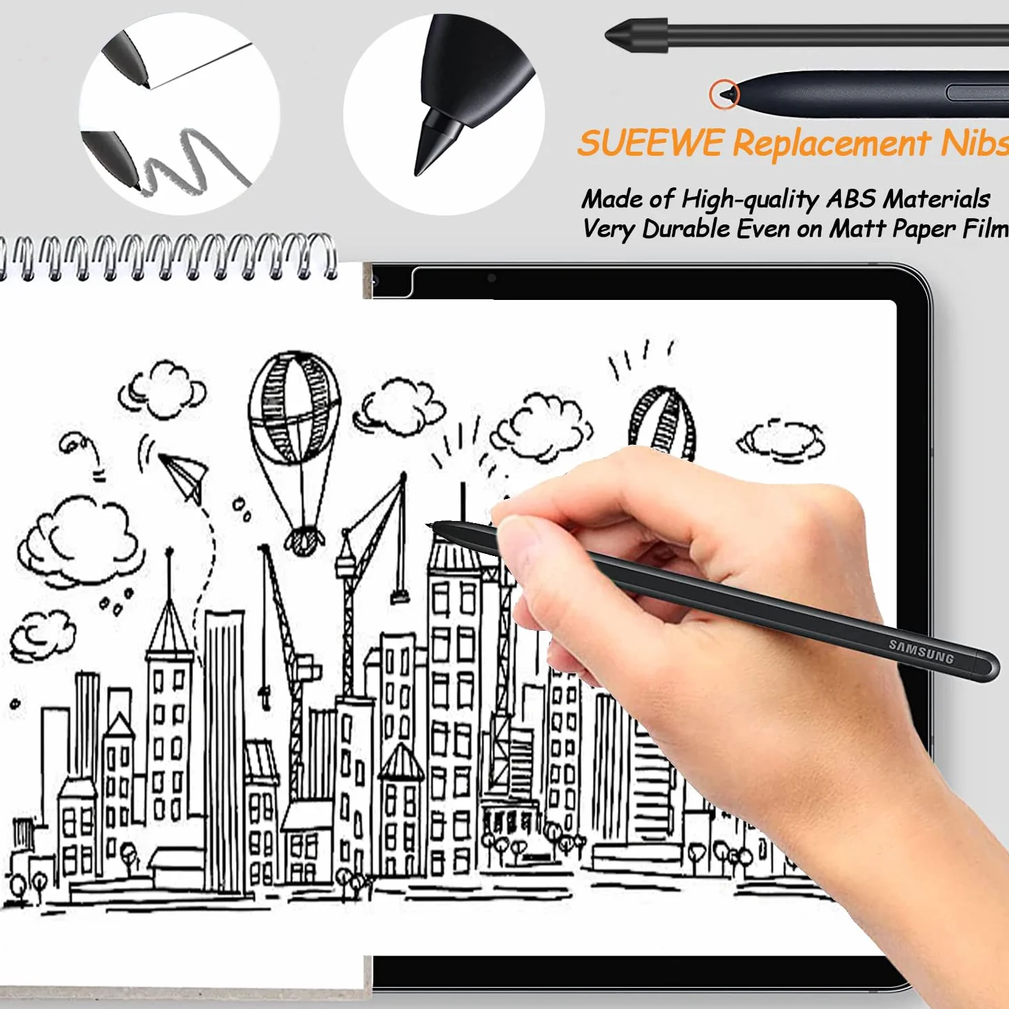 [10 sztuk] wymienne końcówki do Samsung S Pen Galaxy Tab S9/S9 FE/S9+/S9 FE+/S9 Plus/S9 FE Plus/S9 Ultra/S10 Lite/S10 FE/S10 FE+ Plus/S10+ Plus/S10 Ultra/S6 Lite, czarne