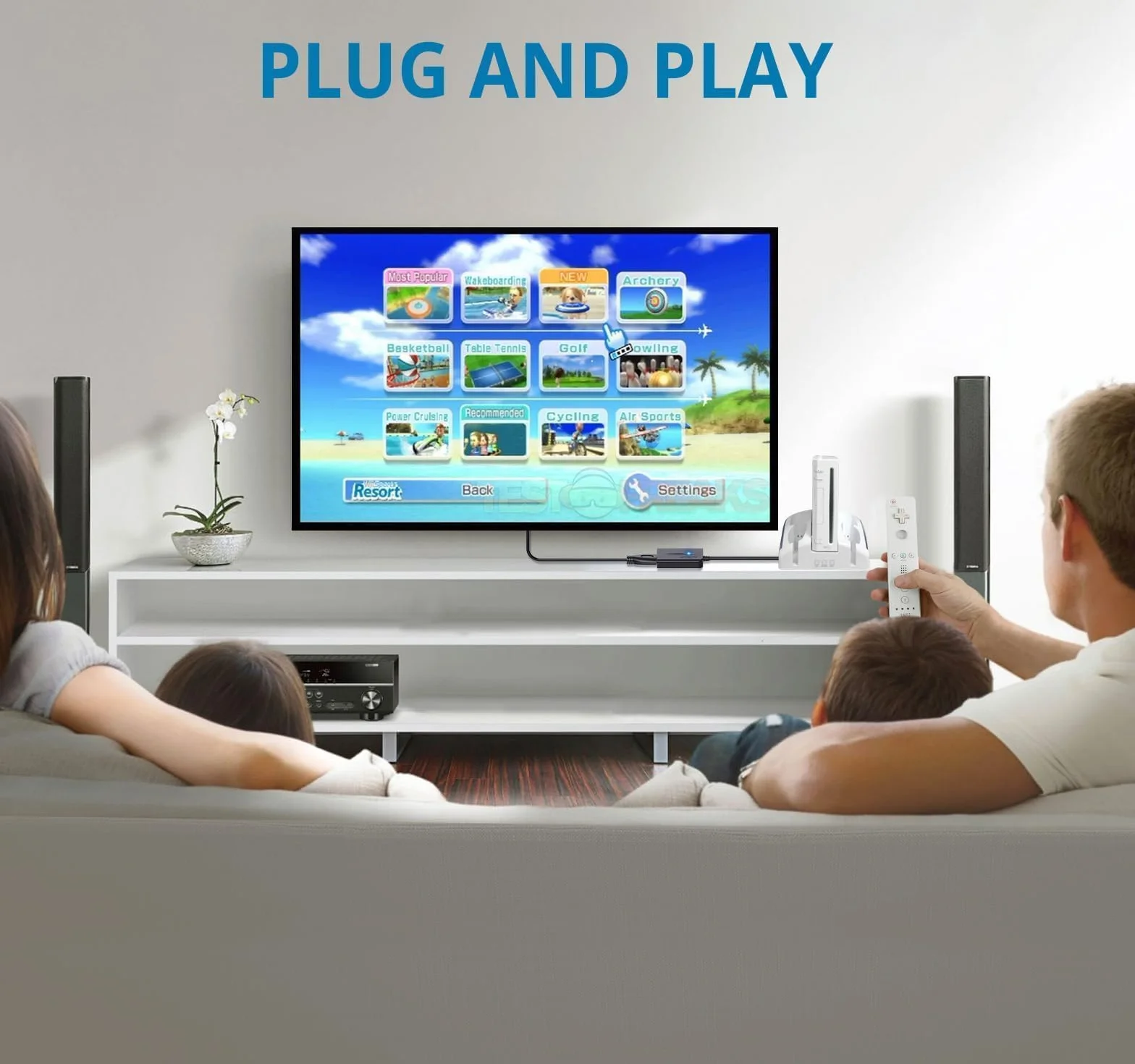 AUTOUTLET Adapter na HDMI, 1080P/720P Full HD z wyjściem 3,5 mm i kablem HDMI 1,8 m do Nintendo Wii, Wii U, monitora, projektora TV (czarny)
