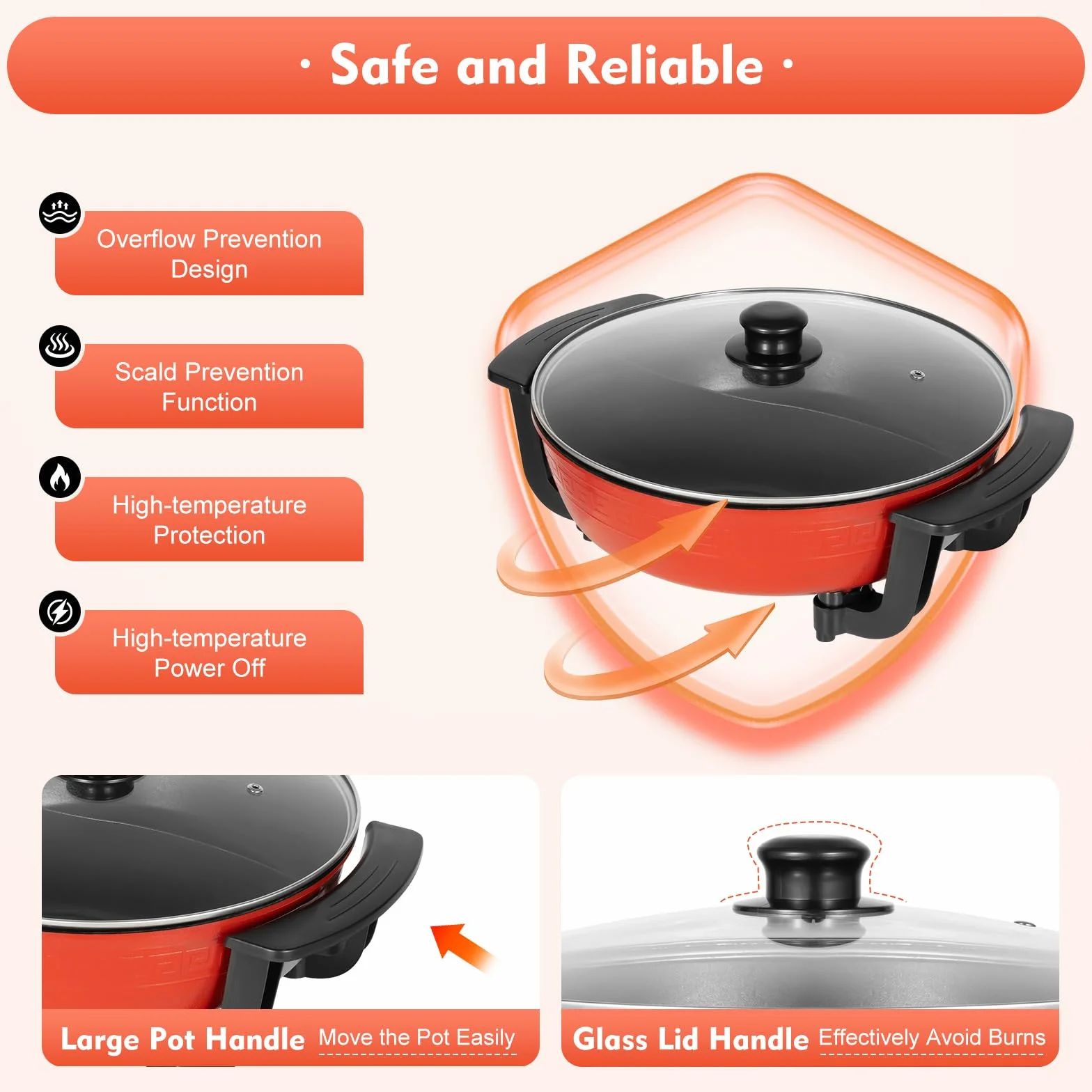 Yin Yang Hot Pot elektryczna patelnia wok 6 l, 2 strony, garnek do zupy, nieprzywierający, chiński hotpot, łatwy do czyszczenia, szybkie nagrzewanie