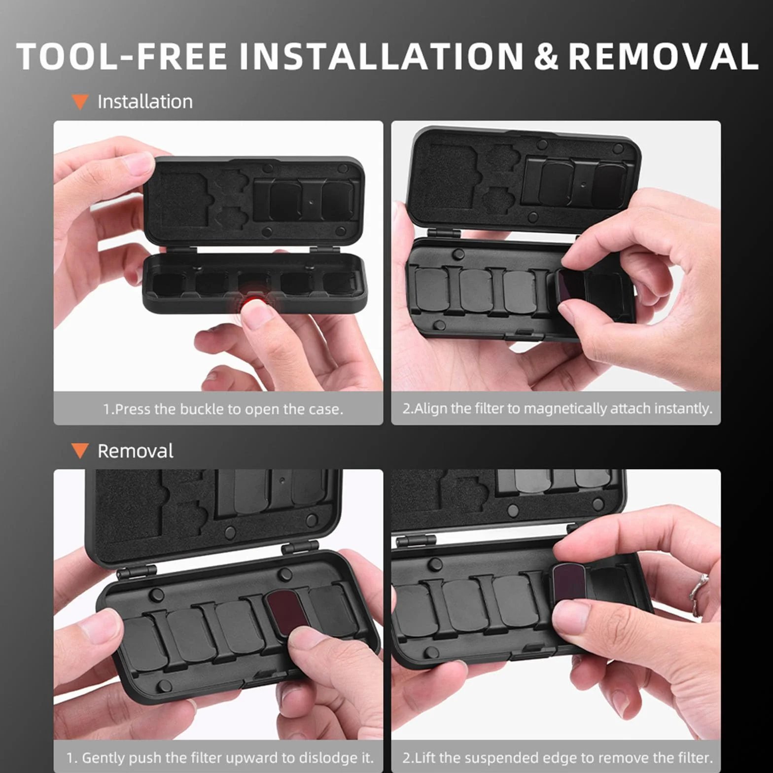 Twarda obudowa na filtry obiektywu do aparatu DJI Osmo Pocket 3, wodoodporna i pyłoszczelna torba na filtry obiektywu do aparatu do ND UV CPL, filtr kątowy makro, organizer kart TF/SD i