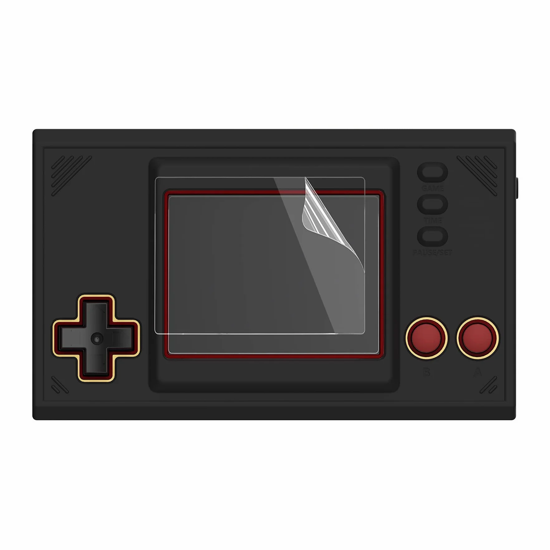 PlayVital Silikonowe Futerał Ochronny do Game & Watch: Super Mario Bros z 2 sztuki Ochraniaczy Ekranu,Etui Skóry Kompatybilne z Game & Watch-Czarny