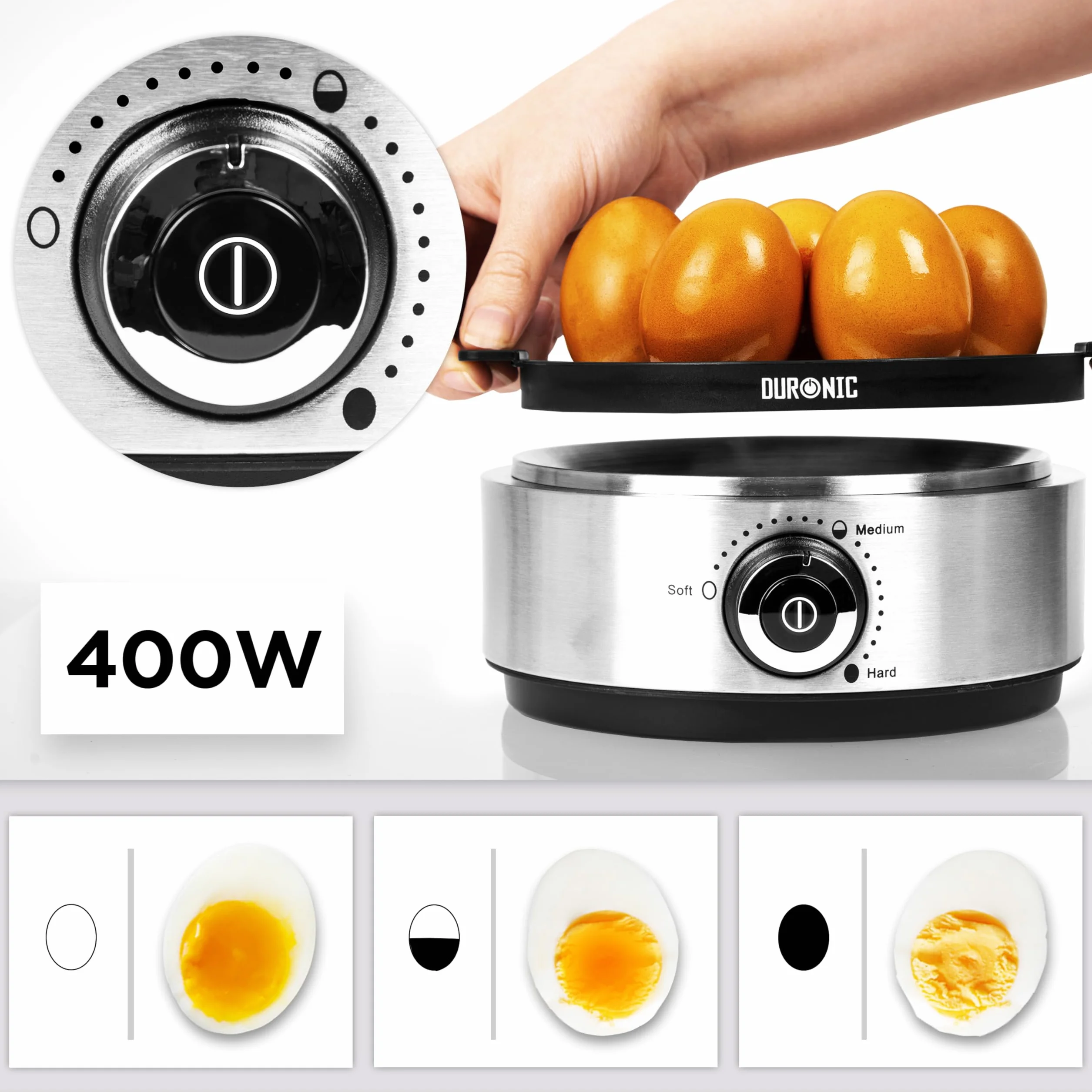 Duronic EB40 BK Automat do Gotowania Jajek 400W 7 Jaj
