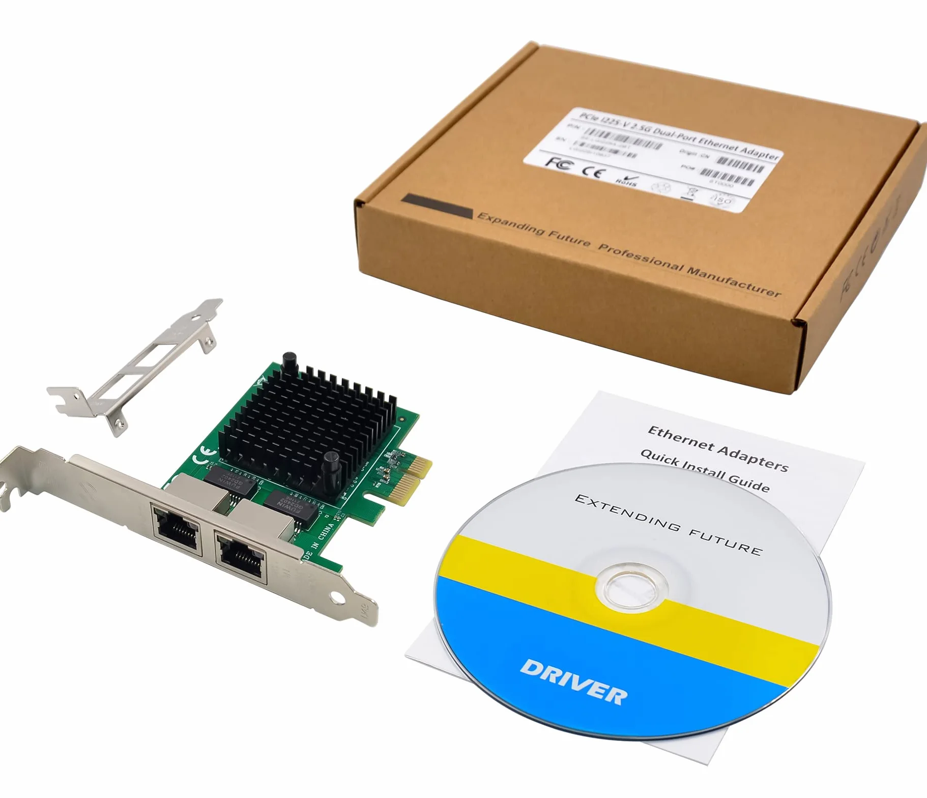 Dual PCIe 3.1 2.5GBase-T adapter sieciowy z Intel I225-V 2500/1000/100 Mbps PCI Express Gigabit Ethernet karta NIC RJ45 kontroler LAN do systemu Windows 10/11 z uchwytem niskoprofilowym, DUAL I225