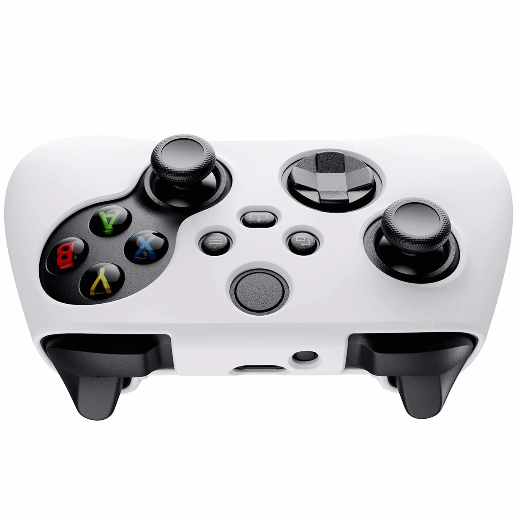 PlayVital Anti-Slip Silikonowe Etui Ochronne do Xbox Series X,Pokrowiec Ochronny do Xbox Series S Kontrolera,Miękka Gumowa Obudowy Ochraniacz Skóry z Nakładki na Kciuki-Biały(Czysta Seria)