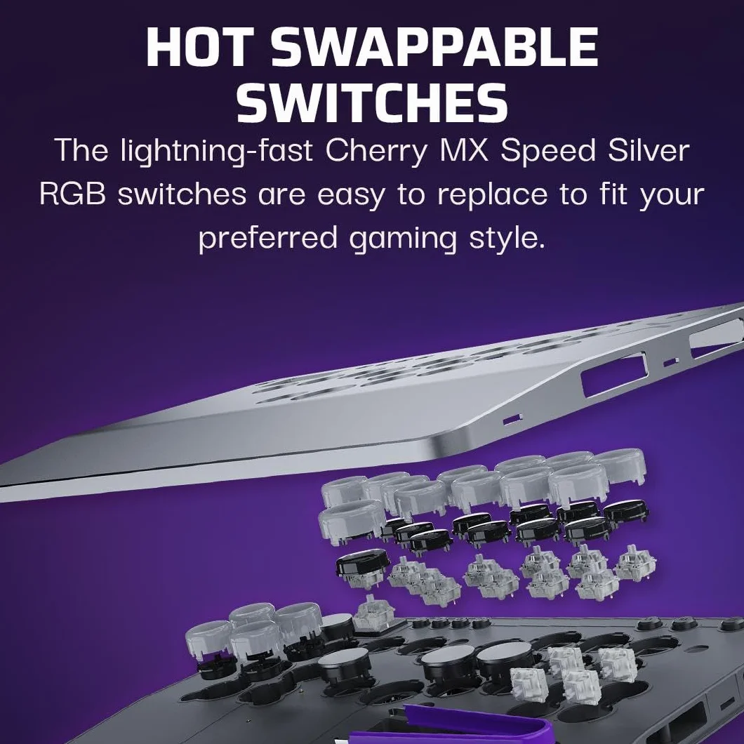 Turtle Beach Victrix Pro KO Leverless All Button Fight Stick for PlayStation 5, Officially Licensed PS5|PS4, Windows 10/11 PC, Customizable eSports Tournament Ready Controller, Gray