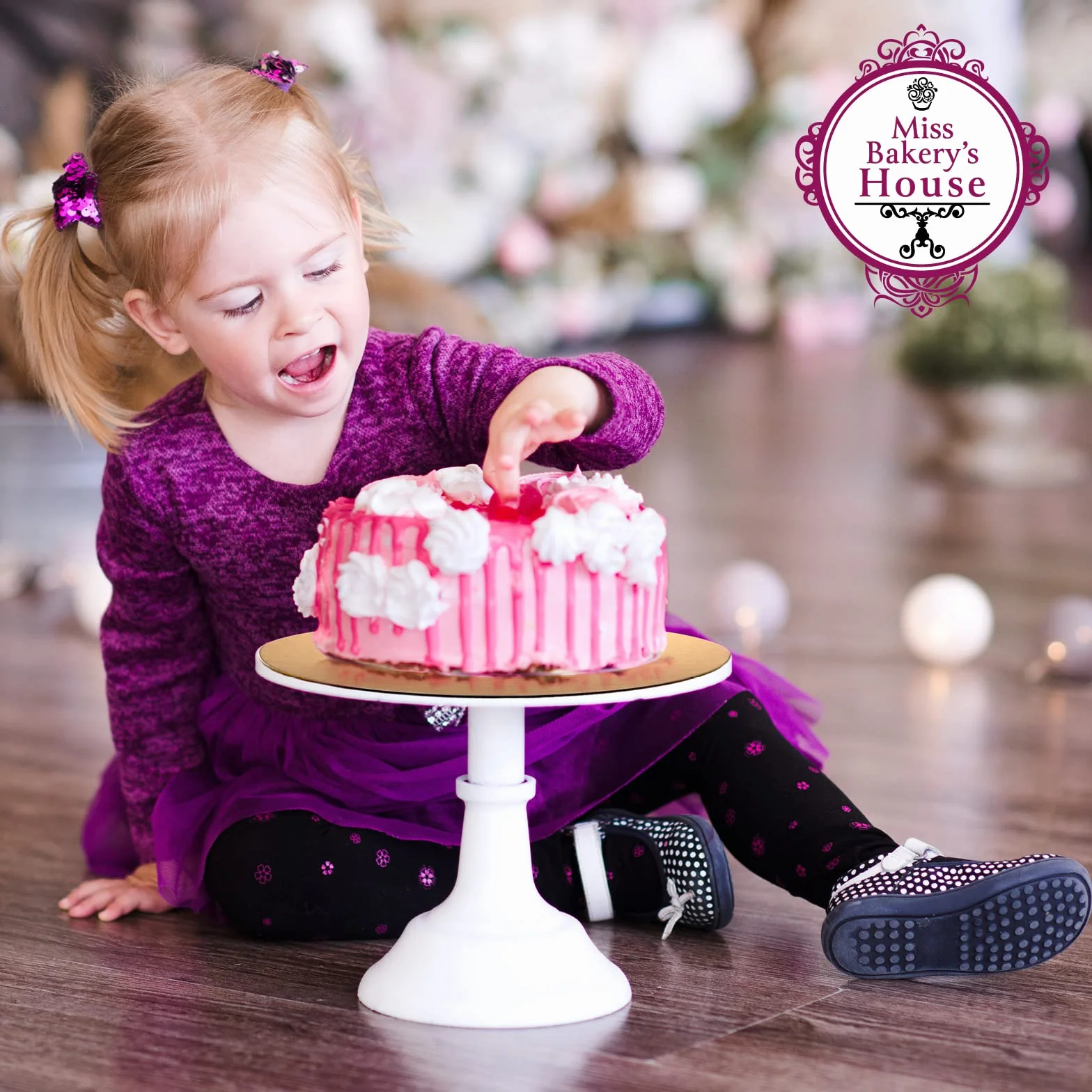 Miss Bakery's House Cake Board Ø 20 cm 2 mm dwustronny okrągły talerz na tort srebrny złoty 10 szt.