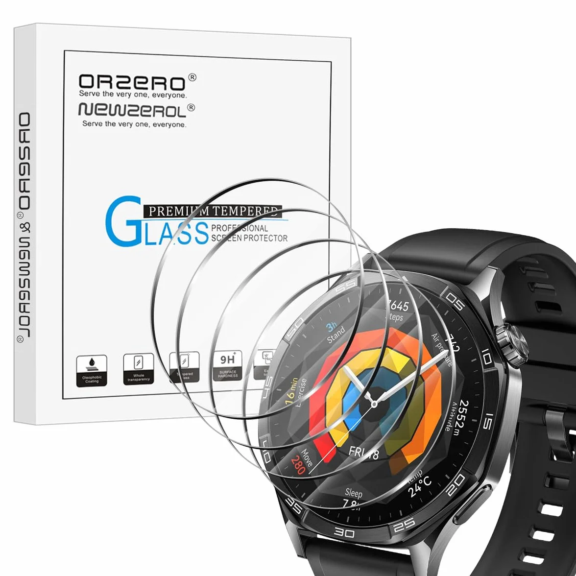 NEWZEROL 4 sztuki folii ochronnej do Huawei Watch GT 5 / GT5 Pro 46 mm, 2.5D Arc Edges 9H szkło odporne na zarysowania bez pęcherzyków powietrza folia ochronna na wyświetlacz szkło ochronne