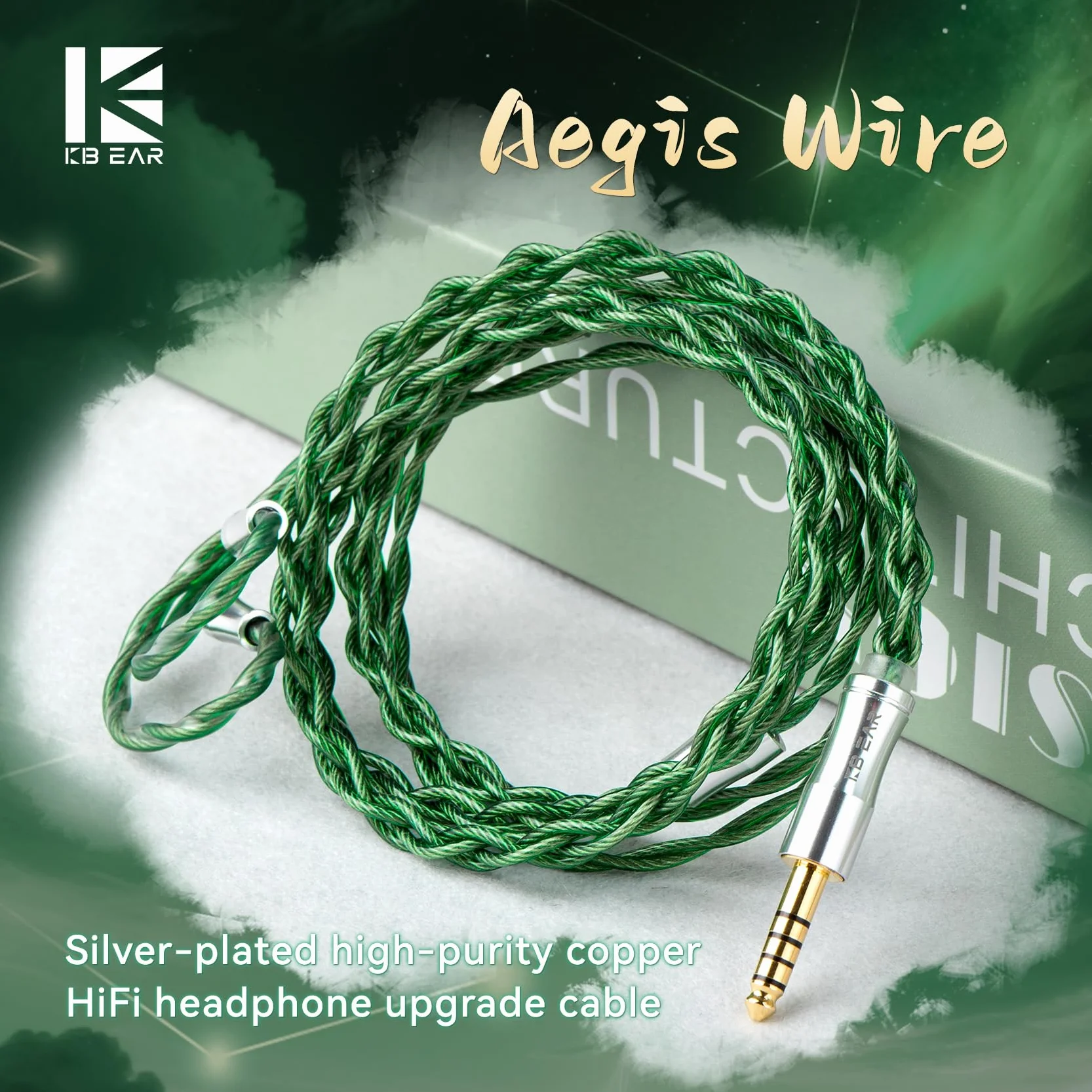 keephifi KBEAR Aegis IEM kabel 4-rdzeniowy posrebrzany kabel do słuchawek, 120 cm kabel do słuchawek HiFi do KZ EDX PRO/ZSN PRO X C-CA CRA T-RN V90/ V80 Tru-thear Zero (2-pinowy 0,78 mm, wtyczka 3,5