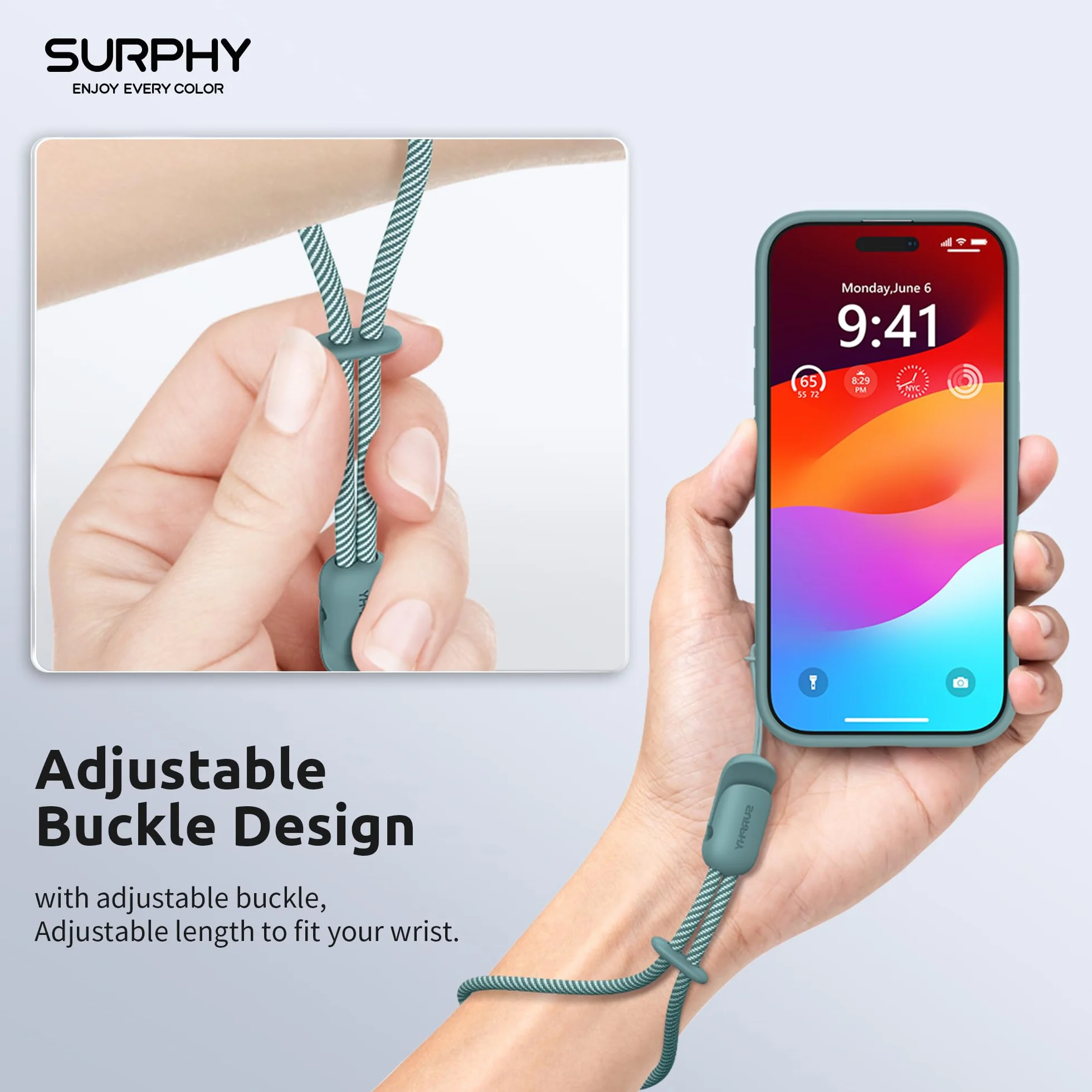 SURPHY 2 szt. regulowany pasek na rękę do telefon komórkowy, uniwersalny łańcuszek na telefon komórkowy, smycz do telefonu komórkowego Airpods, kamary, kluczy, pamięć USB, portfel