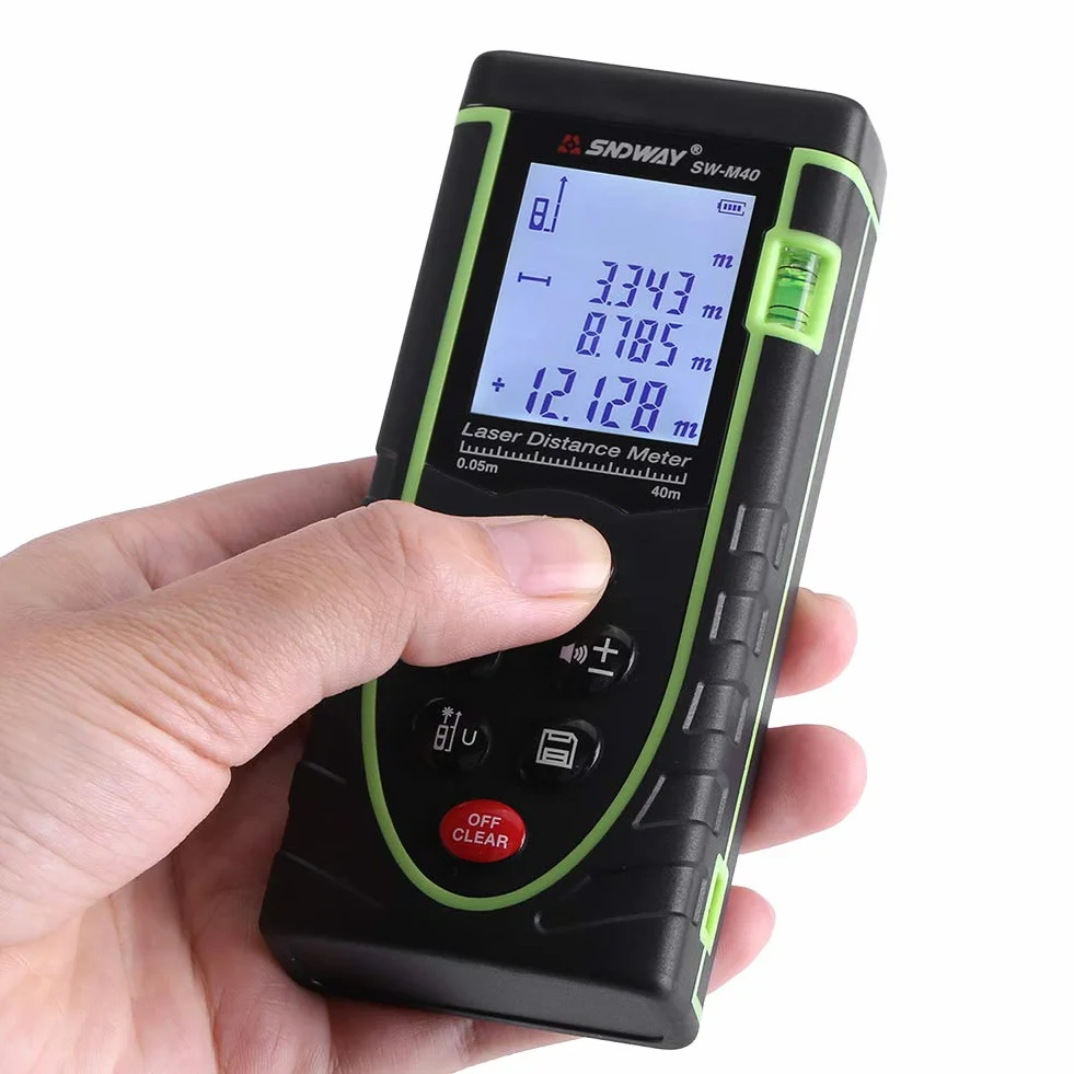 Dalmierz cyfrowy Dalmierz ręczny Ręczny dalmierz 1 mm do 40/60/80/100 m z dużym podświetlanym wyświetlaczem LCD i poziomicą do użytku wewnątrz i na zewnątrz (40 m)