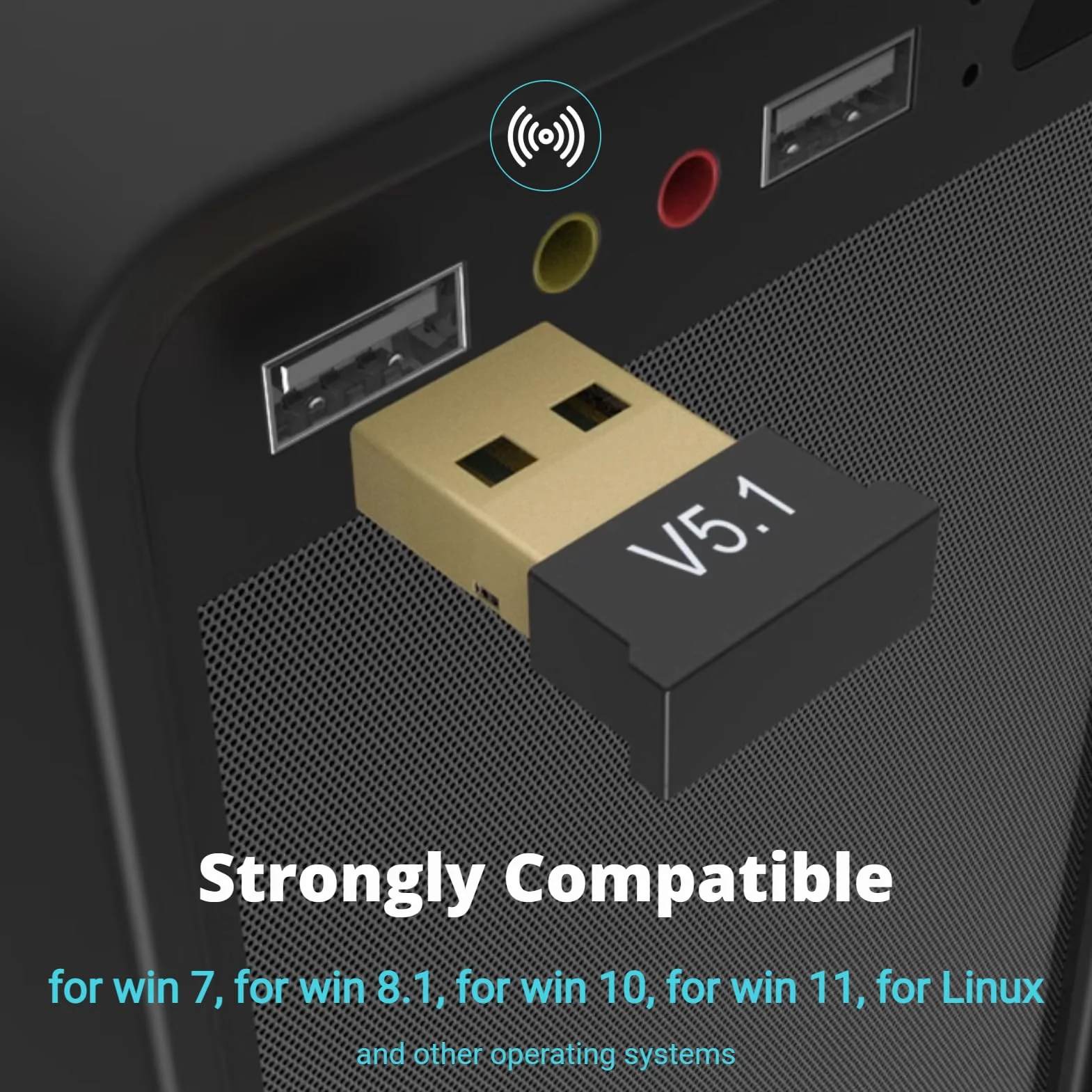 Adapter USB Bluetooth, Odbiornik Bluetooth 5.1 Dalekiego Zasięgu Bez Sterowników do Komputera PC, Klucz Sprzętowy Bluetooth Plug and Play dla 7, dla 8.1, dla 10, dla