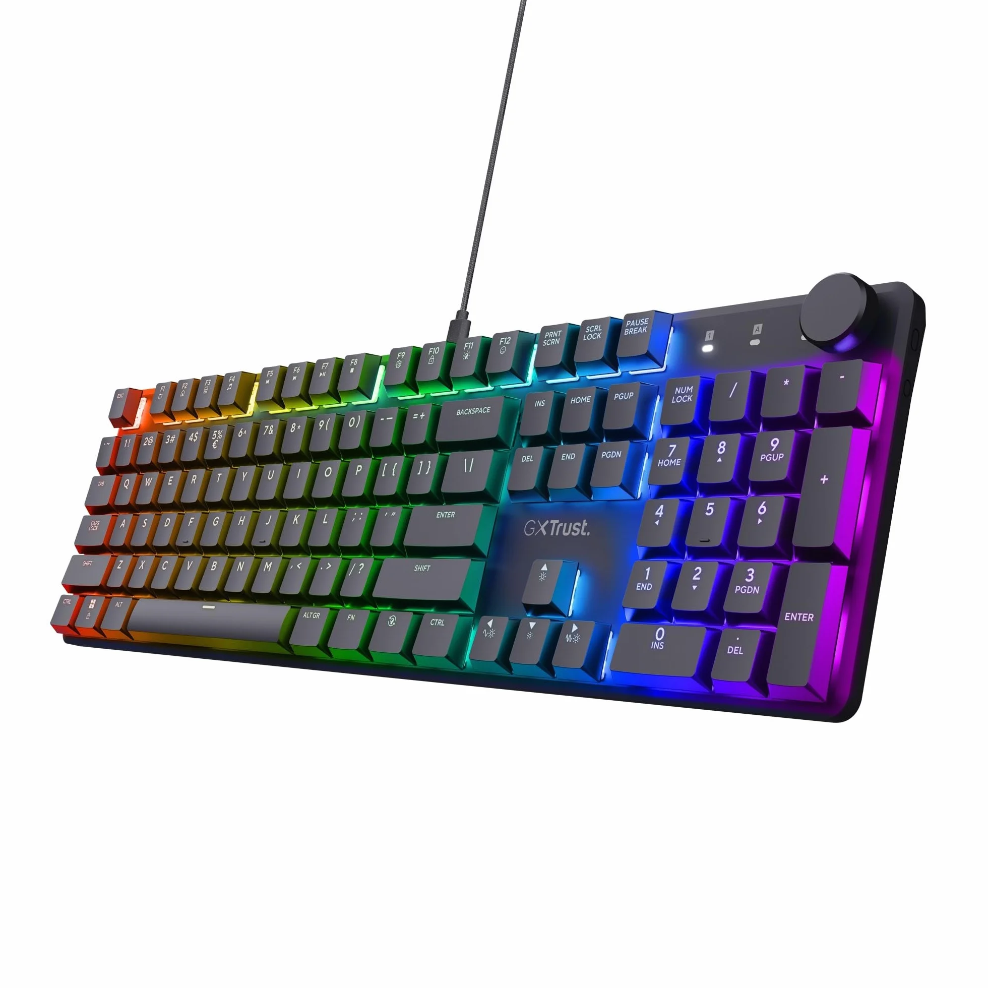 Trust Gaming GXT 866 Torix Klawiatura mechaniczna QWERTY US RGB podświetlenie przełączniki liniowe Huano White Anti-Ghosting N-Key Rollover USB PC Czarna