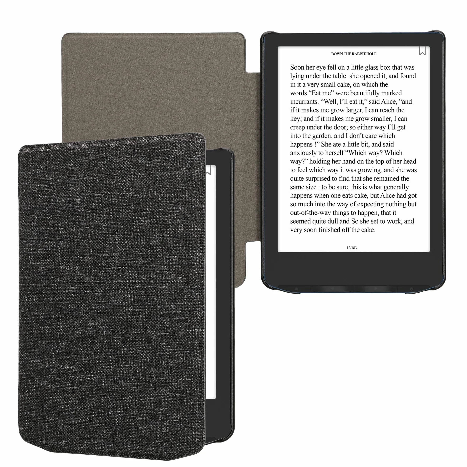 kwmobile Etui kompatybilne z Pocketbook Verse/Verse Lite/Verse Pro/Color/Vivlio Light/Light HD - materiał eReader etui ochronne Cover Case - ciemnoszare