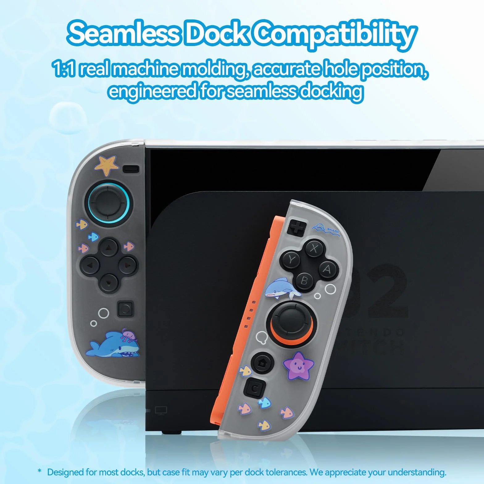 GeekShare Smukłe etui kompatybilne z Switch 2, amortyzacja wstrząsów i zarysowania obudowa PC do konsoli do gier Switch 2 - impreza z rekinami