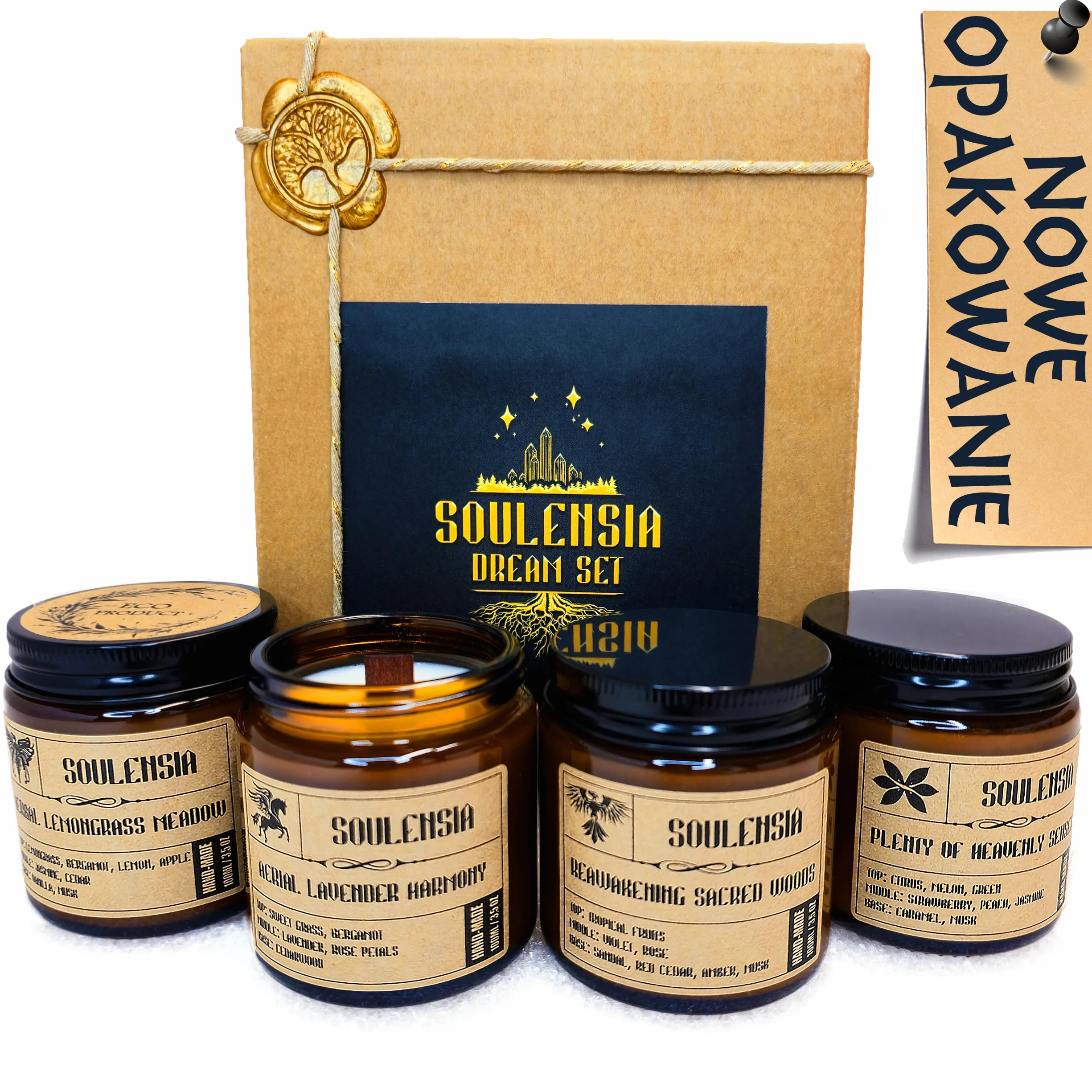 Zestaw świec zapachowych sojowych w słoiku 4x100 ml naturalny wosk handmade do aromaterapii