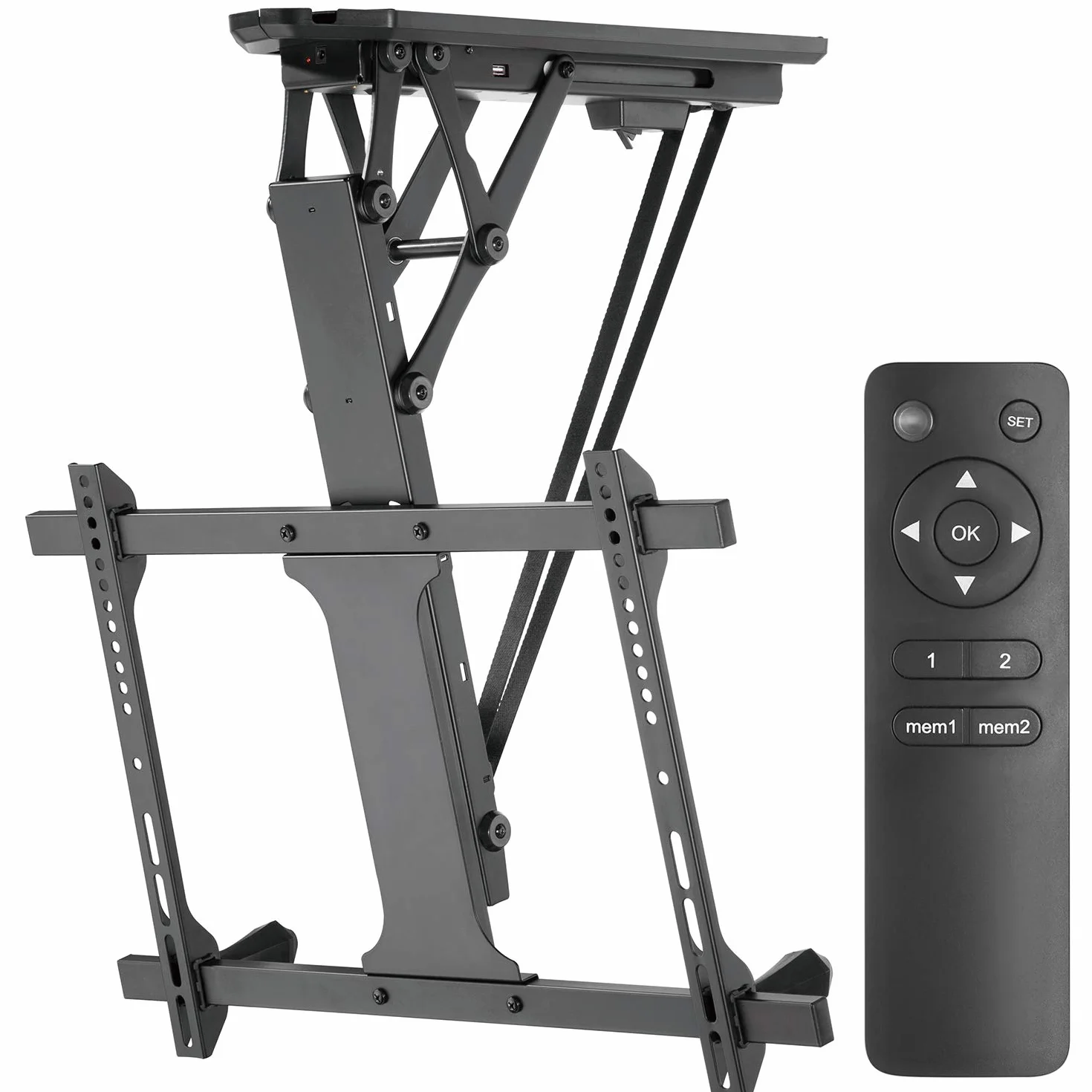 Maclean MC-880 Profesjonalny Elektryczny Pochylany Uchwyt TV 32-70" na Sufit, Uniwersalny Sufitowy uchwyt Regulowany o Obciążeniu do 35 kg z Pilotem Zdalnego Sterowania, Max VESA 600x400