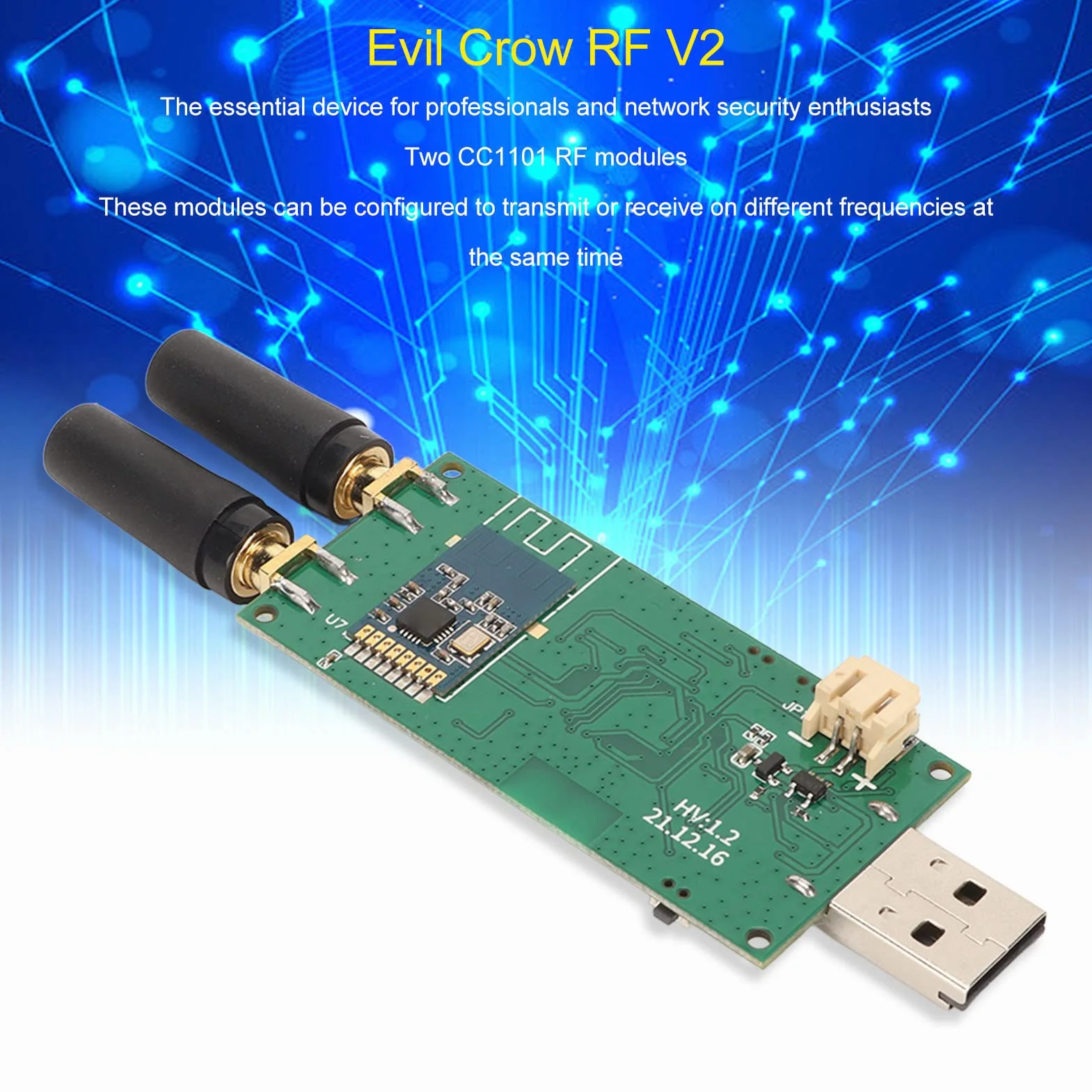BONKZEBU Adapter Płyty Modułu Evil Crow RF V2 CC1101, NRF24L01, 2,4 GHz, Pasma Częstotliwości 300 MHz 348 MHz, 387 464MHz, 779 928MHz, 5 Ataków, Karty Magazynowe, Karta