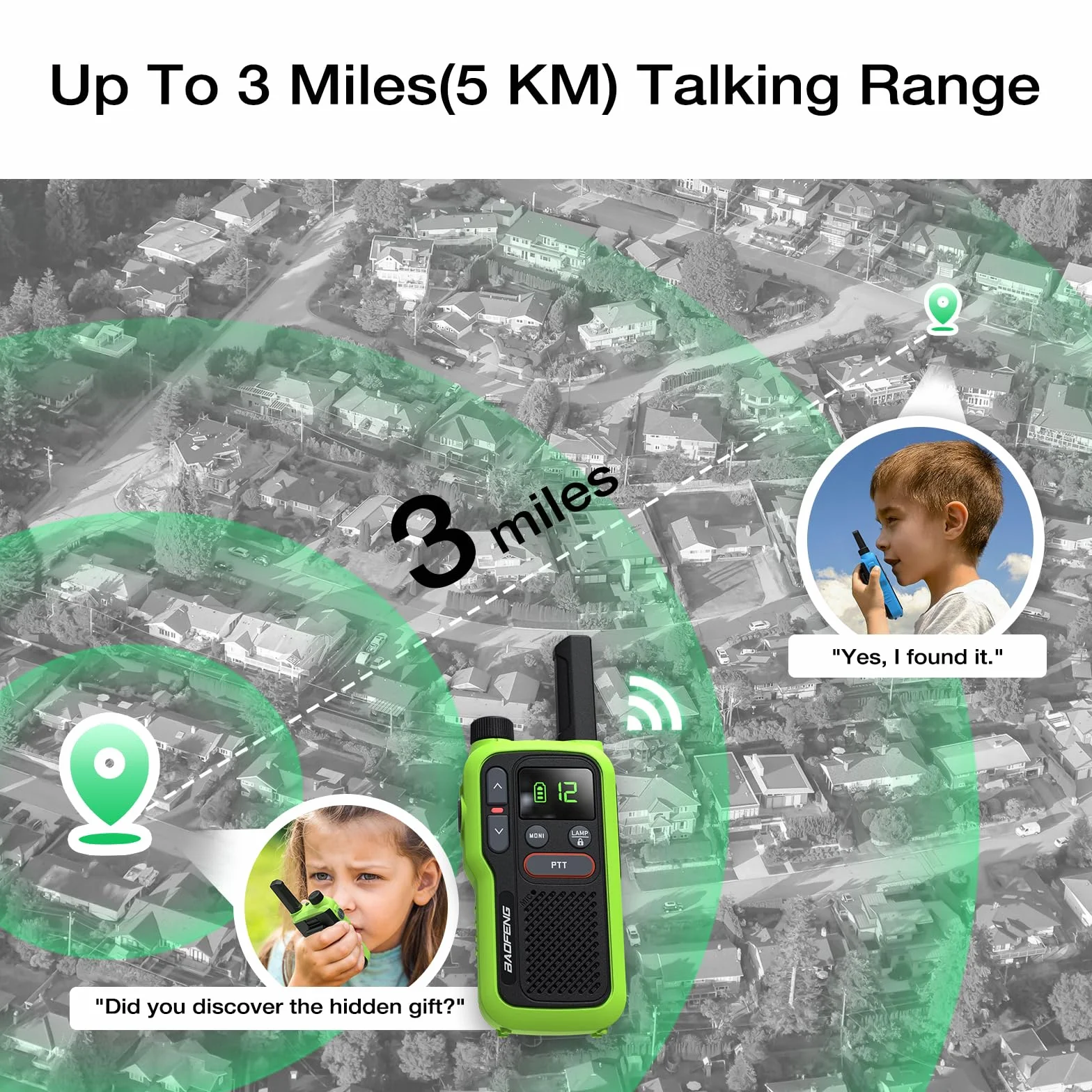 BAOFENG GT-18 Walkie Talkie PMR446 Radio bez Licencji dla Dorosłych Dzieci, Walky Talky z Akumulatorem 1500 mAh, Podwójny Przycisk PTT, 16 Kanałów, Skanowanie, Latarka do Pieszych Wędrówek po Kempingu