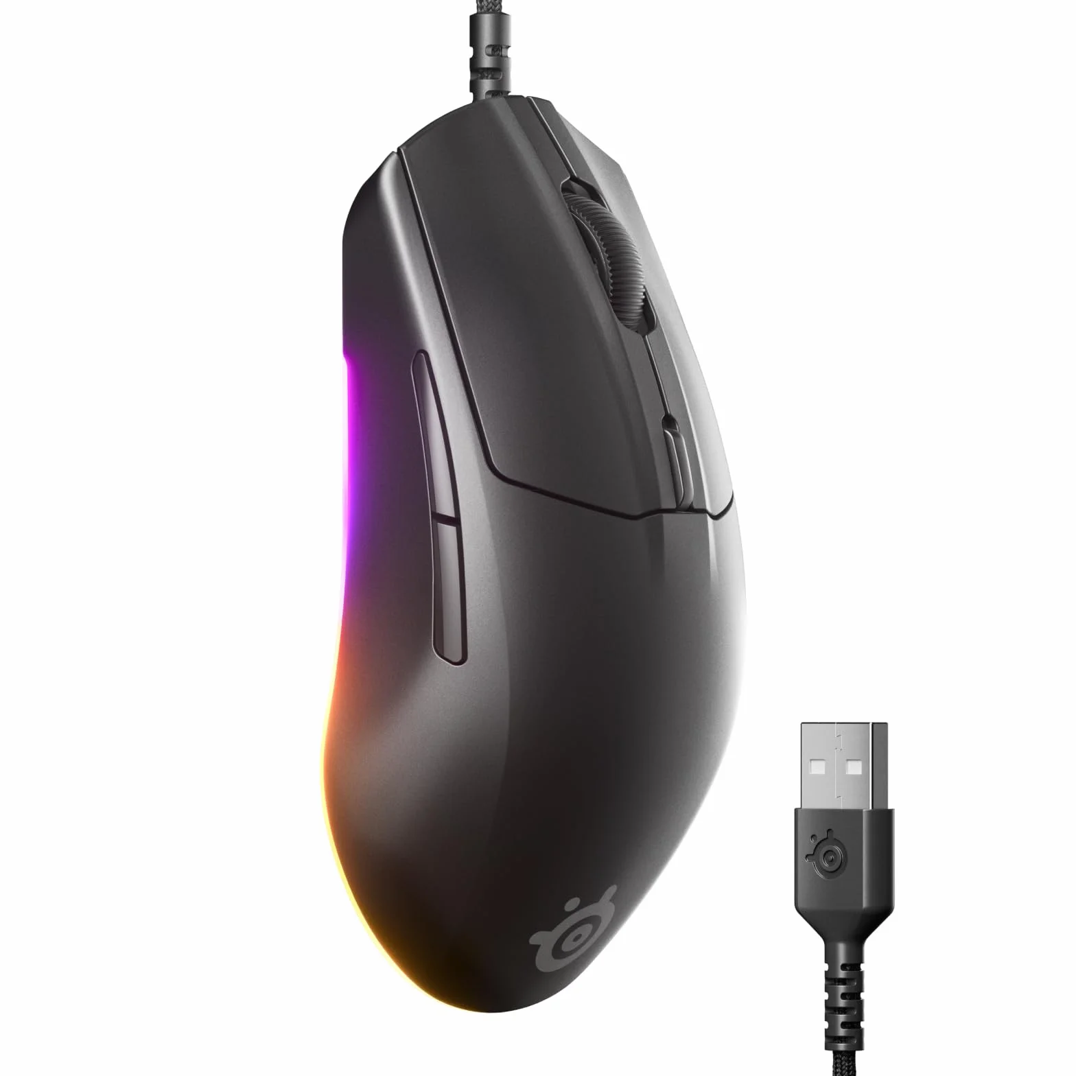 SteelSeries Rival 3 Gen 2 Mysz do Gier, Sensor Optyczny TrueMove Core 8500 DPI, 77g, PTFE, RGB, Czarna