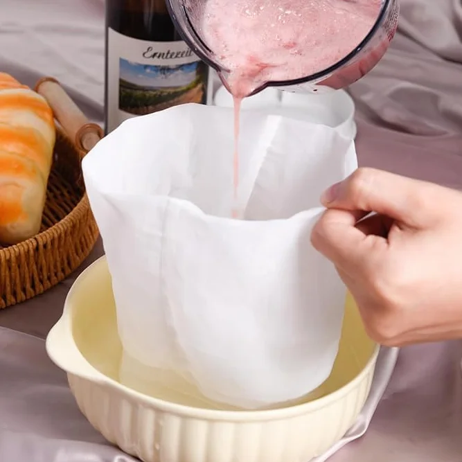Woreczki do mleka orzechowego, wielokrotnego użytku, sitko do wyciskania soku, orzechów, do przygotowywania soku, kawy, jogurtu, herbaty, migdałów, soi, filtrów, drobnooczek, 4 opakowań