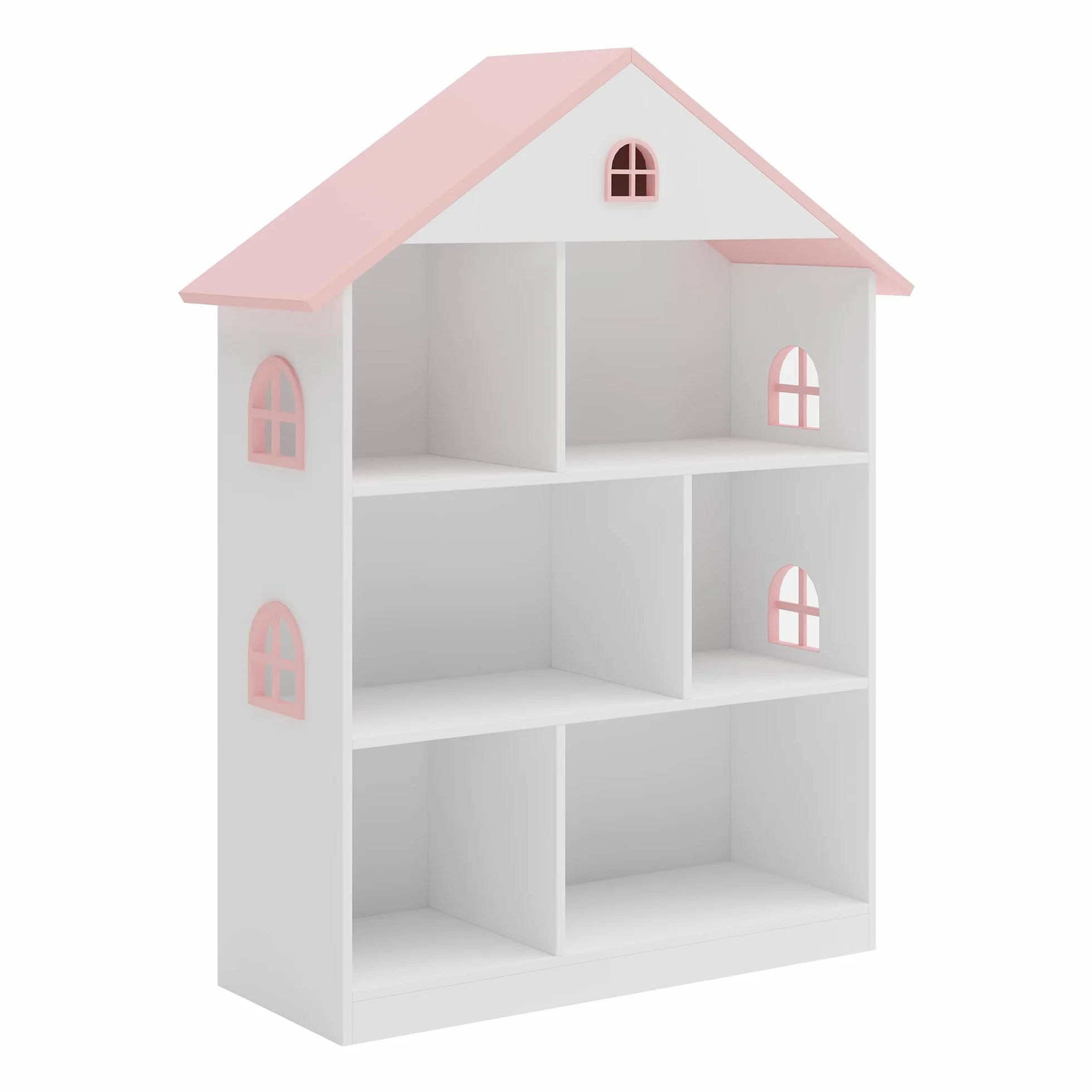 Vipsali Regał Dziecięcy z 6 Półkami na Zabawki 107x83x30 cm Biały/Różowy
