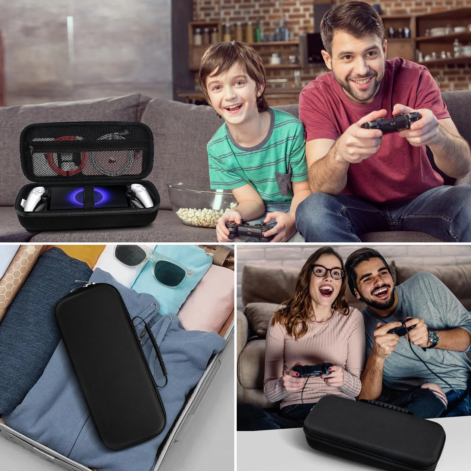 ivoler Torba kompatybilna z PlayStation Portal Remote Player, Deluxe twarda torba do przenoszenia, etui z ochronną torbą do przechowywania z siatki do PlayStation Portal [Anti-Drop] - czarna, czarny