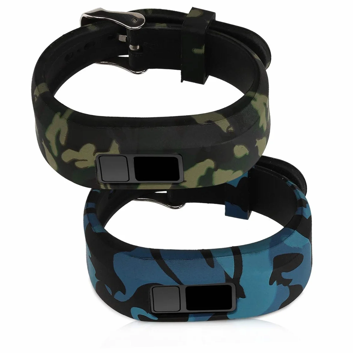 kwmobile Pasek do zegarka TPU kompatybilny z Garmin Vivofit jr. / jr. 2-2 x tracker fitness, zapasowy pasek sportowy na nadgarstek, zestaw kamuflażowy czarny/jasnozielony/ciemnozielony