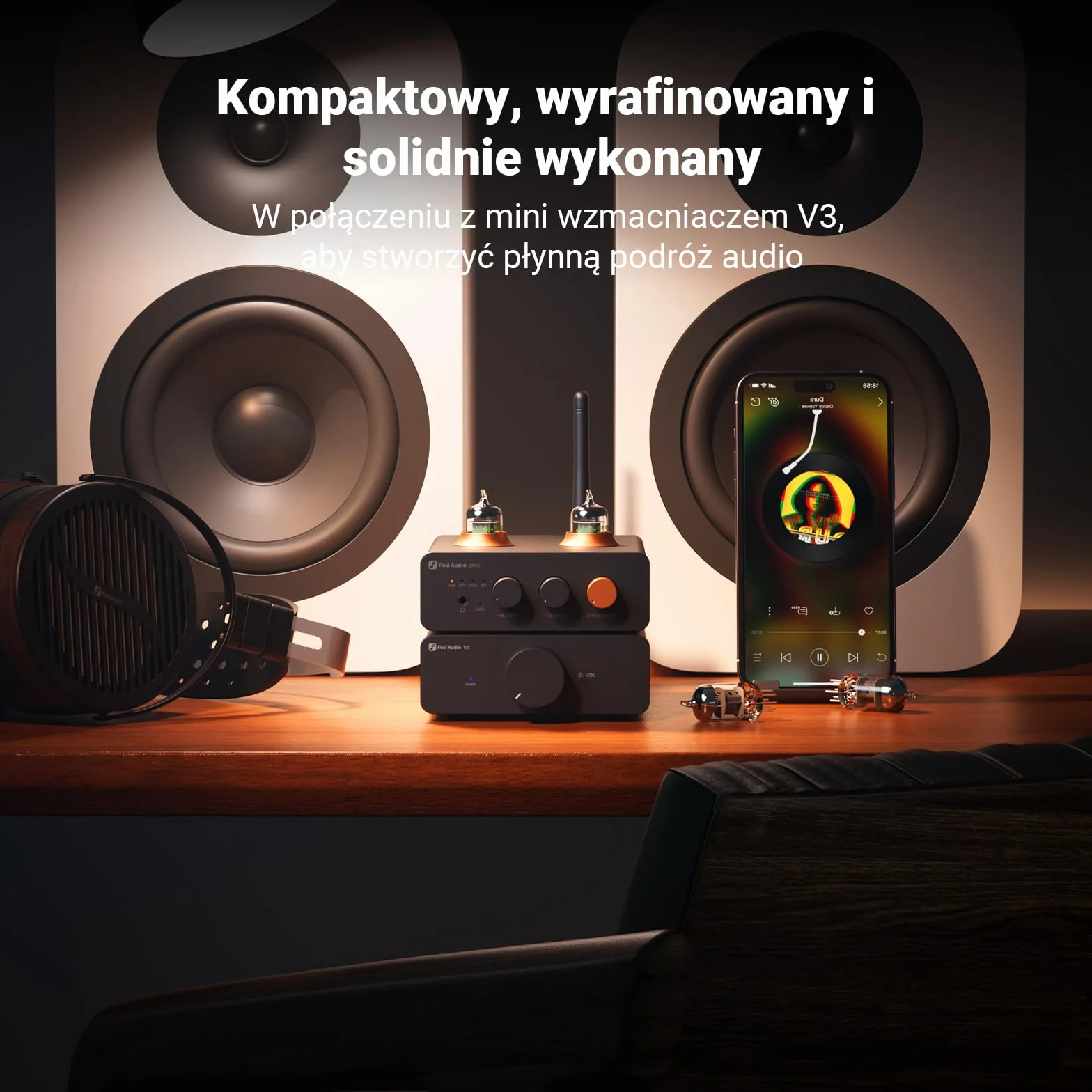 Fosi Audio GR40 Przedwzmacniacz Lampowy z Przetwornikiem DAC, Stereofonicznym Wzmacniaczem Słuchawkowym 3,5mm Domowe Audio do Aktywnych Głośników/Słuchawek, Przedwzmacniacz z Bluetooth i USB/OPT/COAX