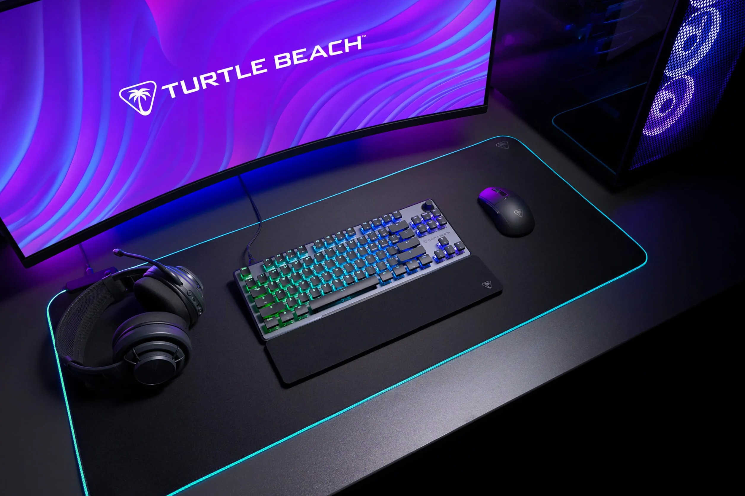 Turtle Beach Vulcan II TKL Pro – magnetyczna klawiatura do gier RGB, analogowy przełącznik z efektem hali, przyciski medialne, podkładka pod nadgarstki, aluminiowa pokrywa