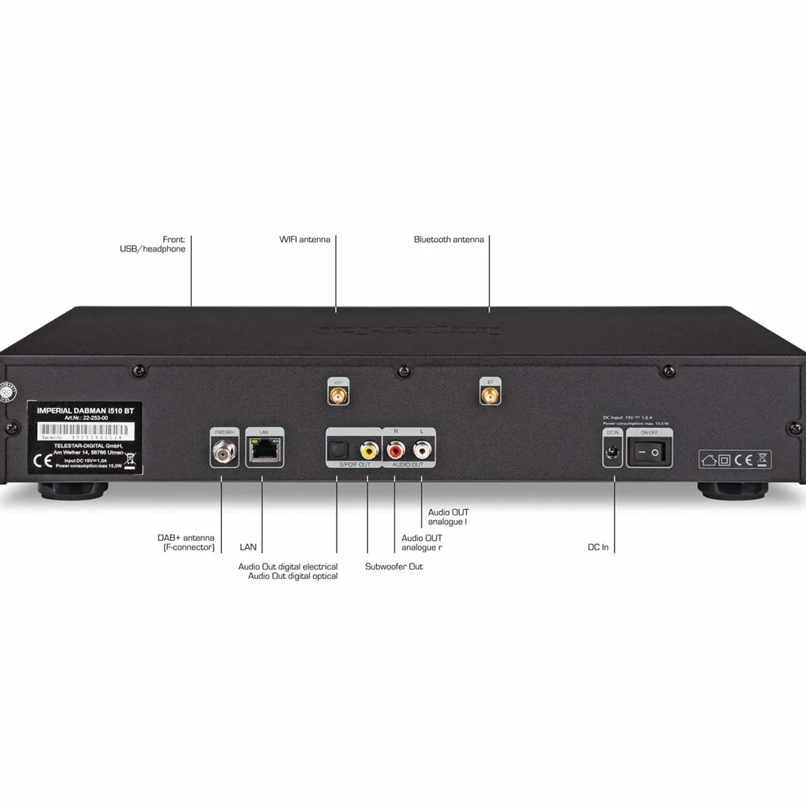 Imperial DABMAN i510 BT – tuner Hi-Fi radio internetowe/radio cyfrowe (DAB+/DAB/UKW/WLAN/LAN, Bluetooth, USB, usługi streamingowe Amazon Music, Napster i wiele innych), czarny