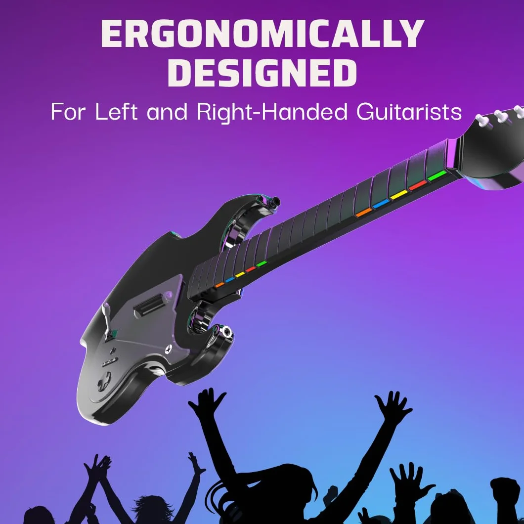 PDP Gaming RIFFMASTER Wireless Guitar Controller for Xbox Series X|S, Xbox One, & Windows 10/11 PC, Czarny i szary