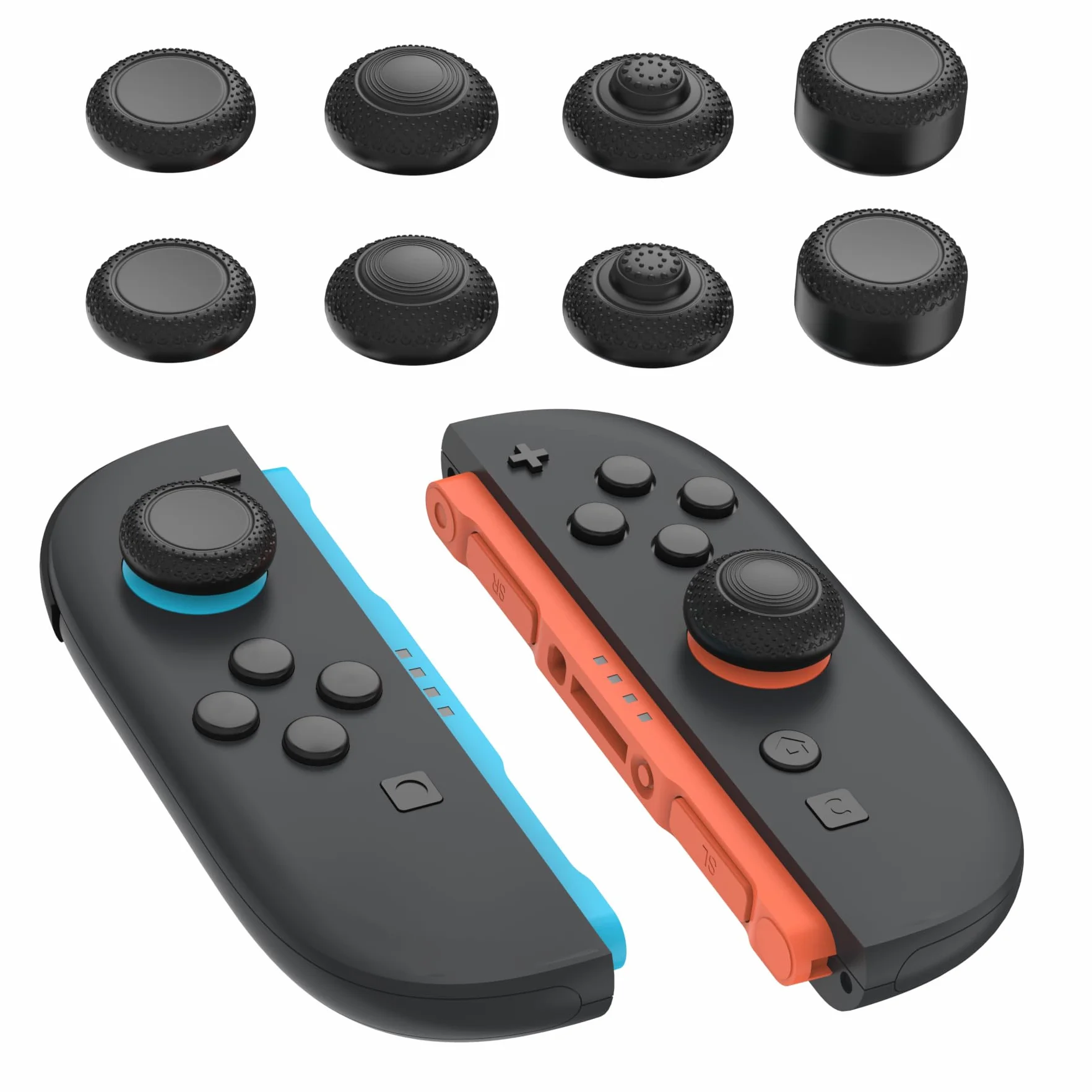 PlayVital Nakładki Drążki Analogowe do Switch 2 Akcesoria do Joysticka,Osłony Drążków Analogowych do Switch 2 Joycon Zestaw Thumb Gripów - Czarny, 8 w 1 Pro