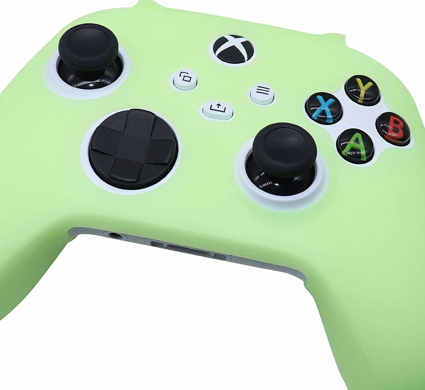 Świecąca w ciemności silikonowa osłona do kontrolera Xbox Series X, antypoślizgowa miękka gumowa osłona do kontrolera Xbox Series S z 6 nakładkami na kciuk świecąca w ciemności.