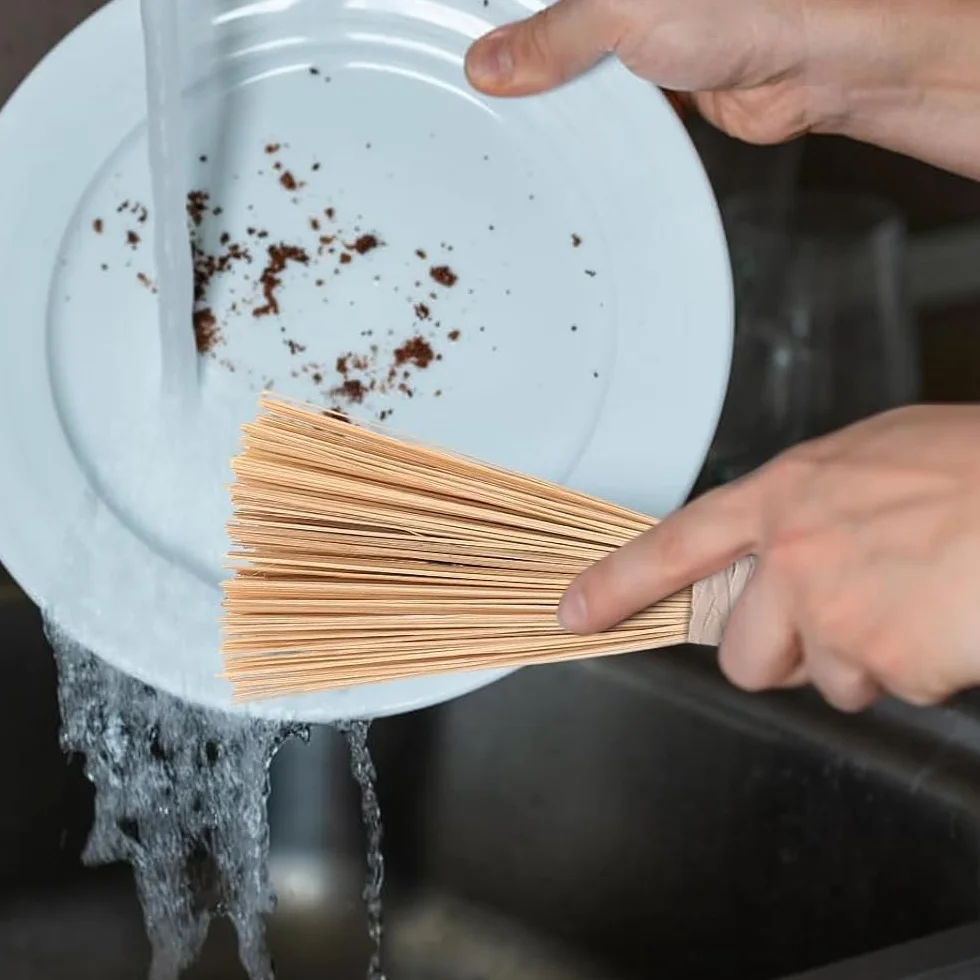 LATRAT Bamboo Wok Brush Cleaning Tool with Handle